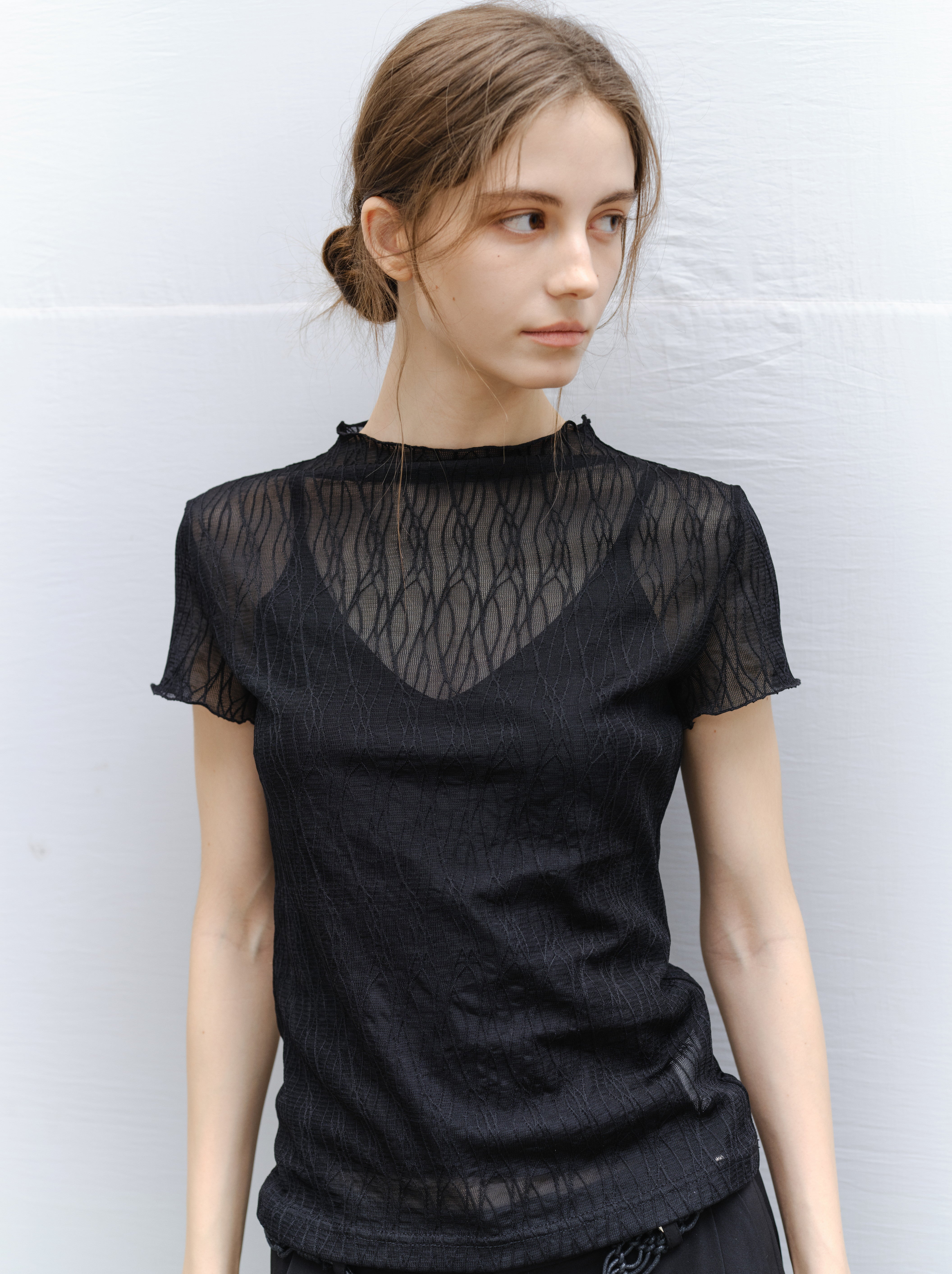 WAVE JACQUARD SHEER TEE / ウェーブジャカードシアーティー