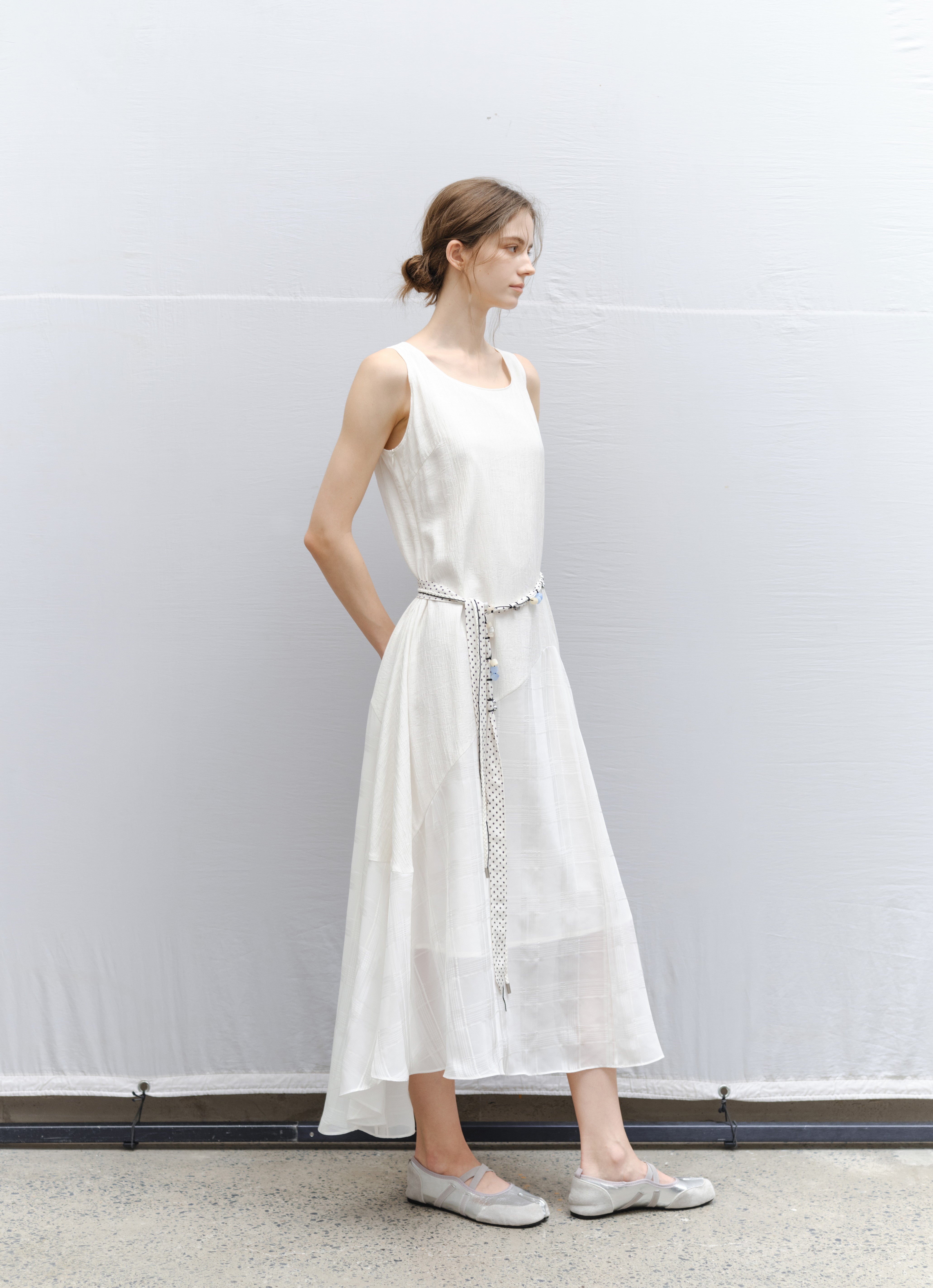 SHEER PLAID LAYER DRESS