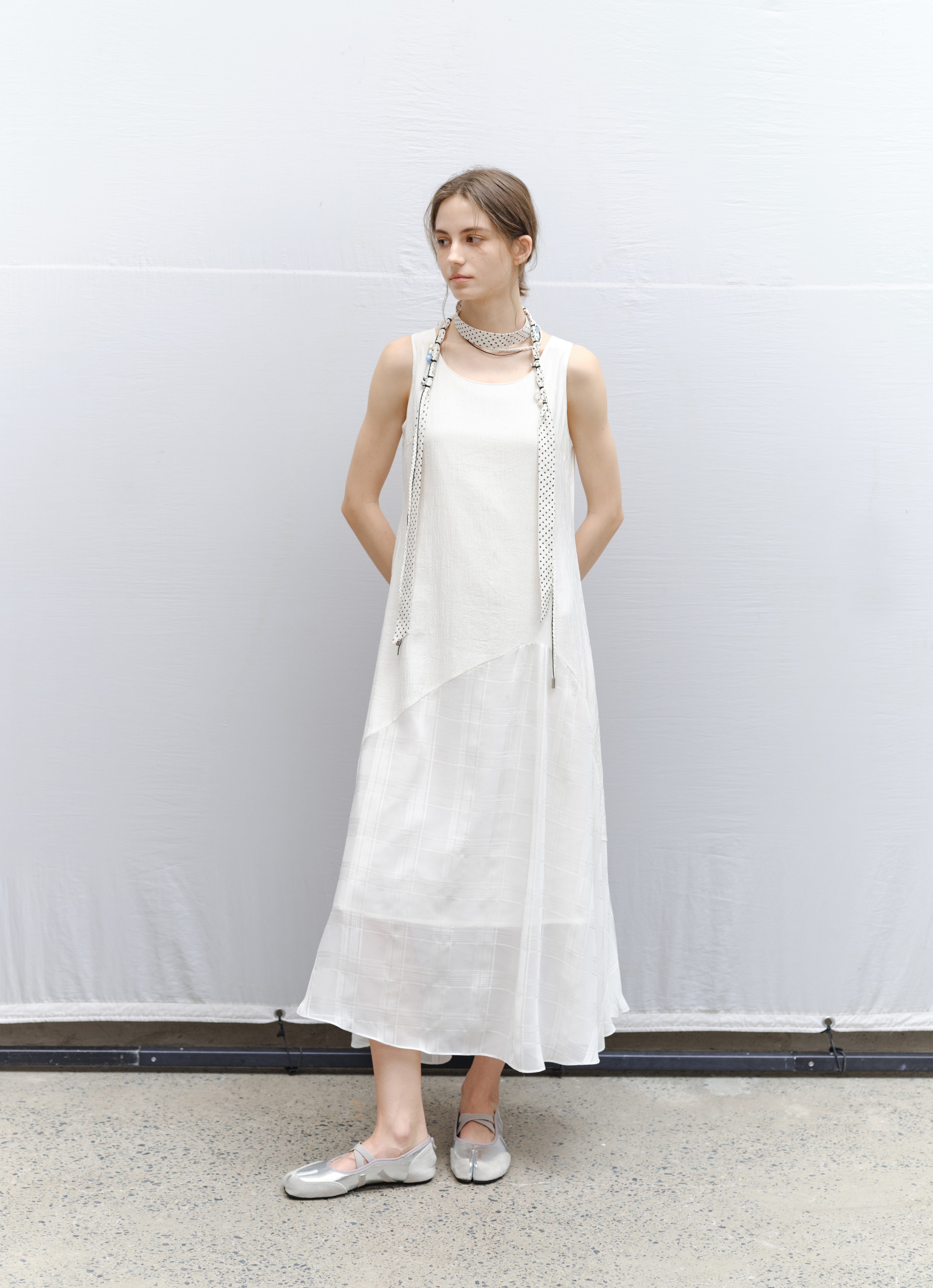 SHEER PLAID LAYER DRESS