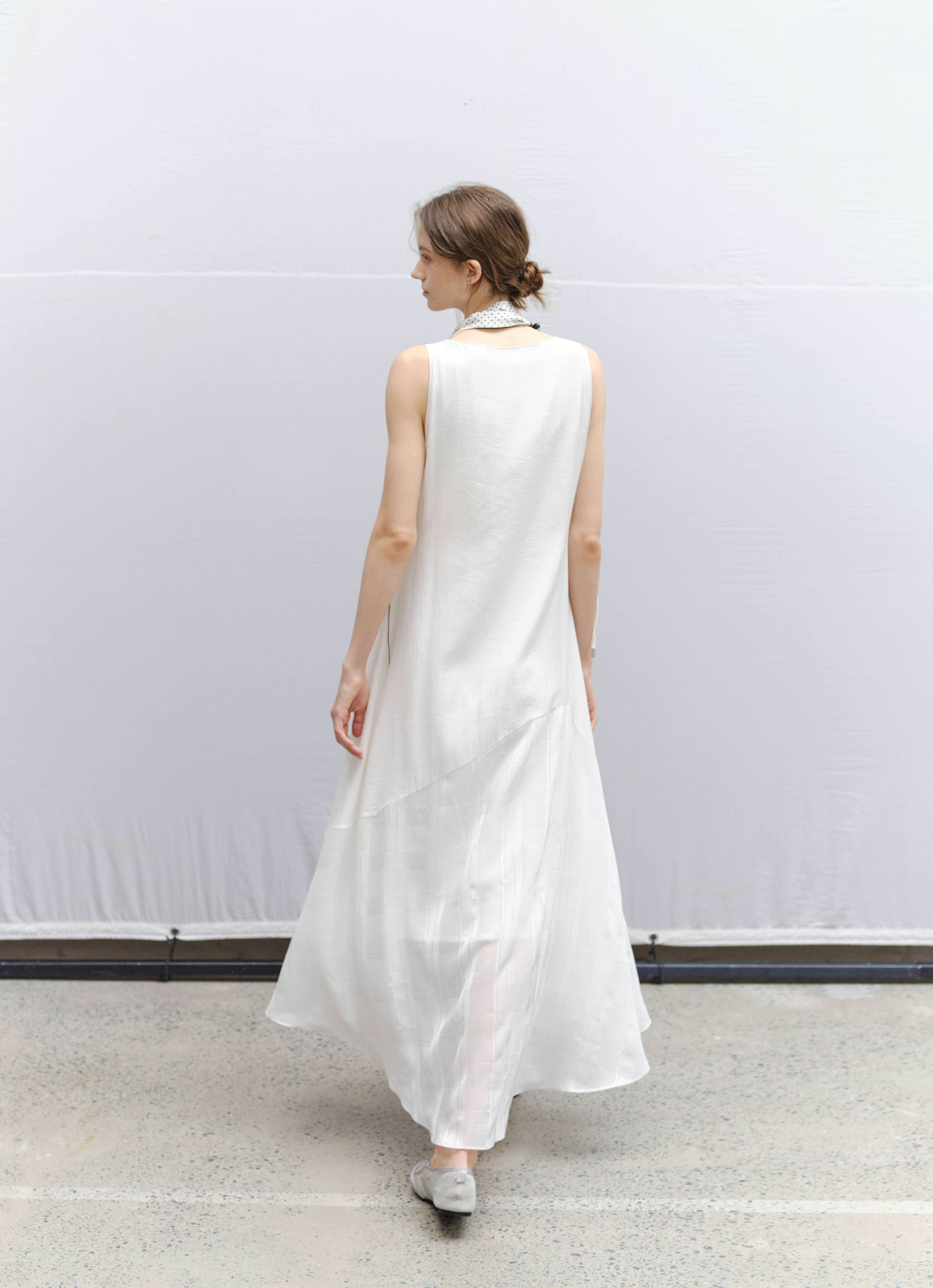 SHEER PLAID LAYER DRESS