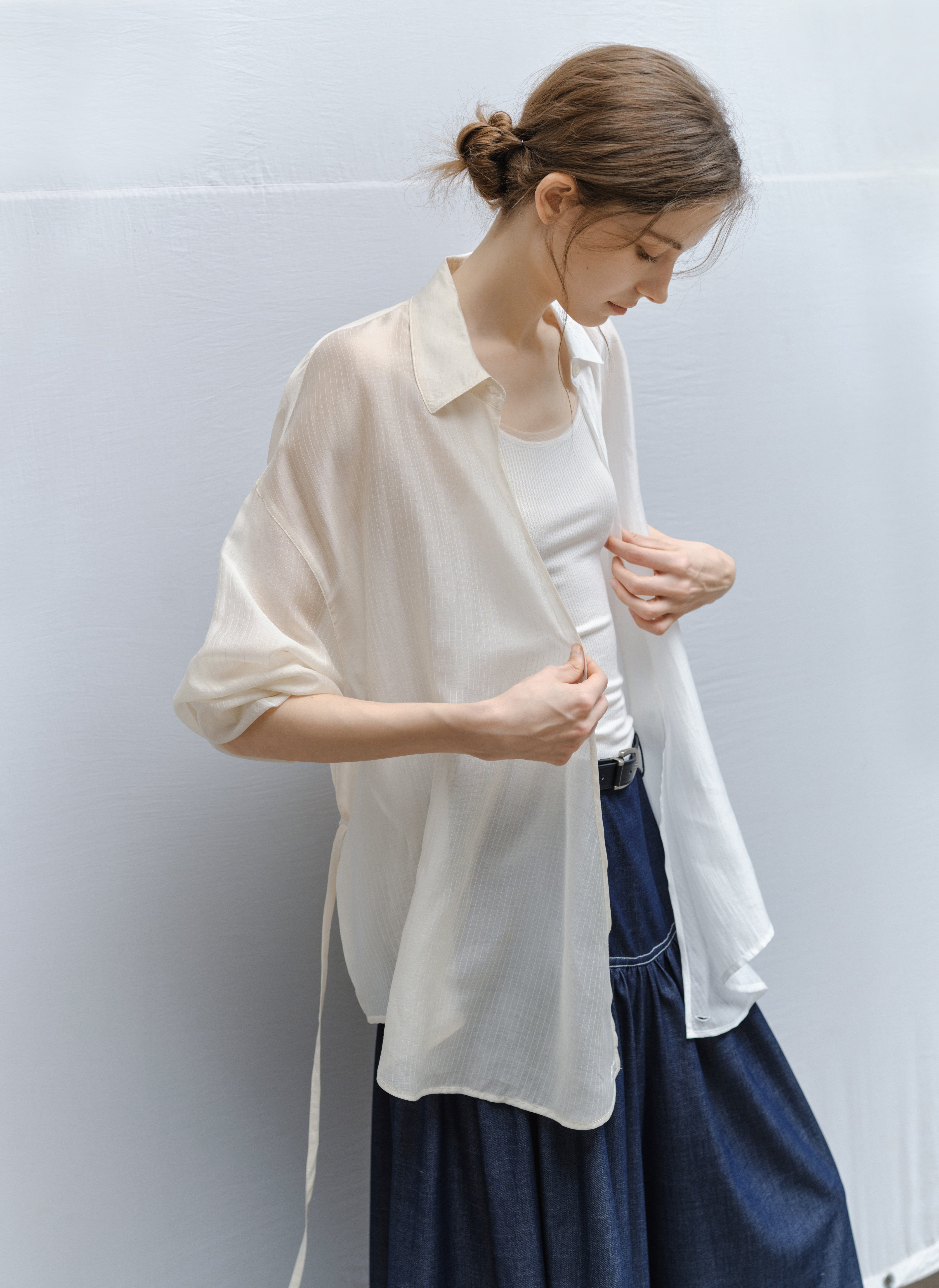 AQUA TONE STRING SHIRT / アクアトーンストリングシャツ