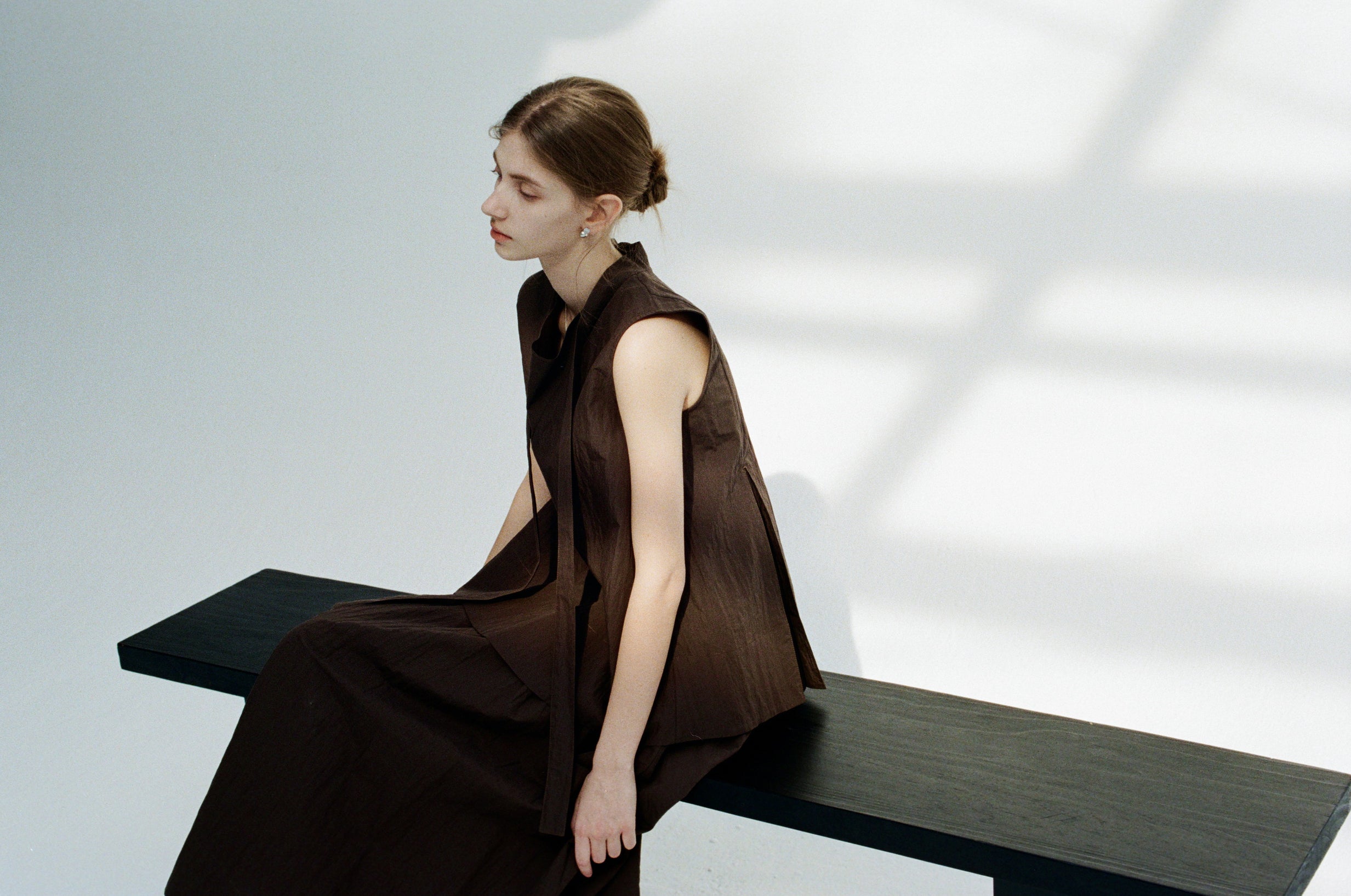 DRAPED SLEEVE POLO KNIT / ドレープスリーブポロニット