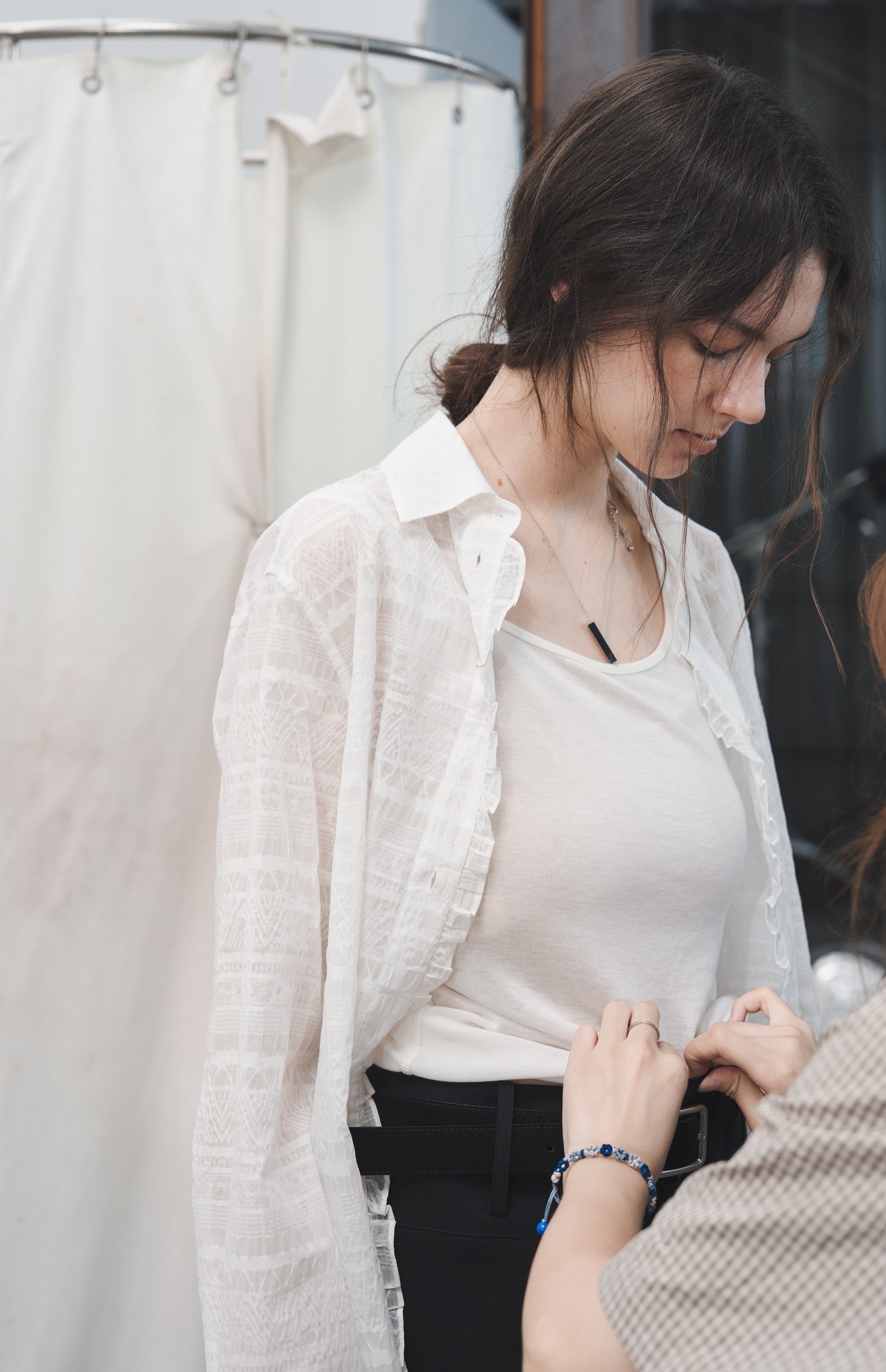 LACE MIX SHEER SHIRT / レースミックスシアーシャツ