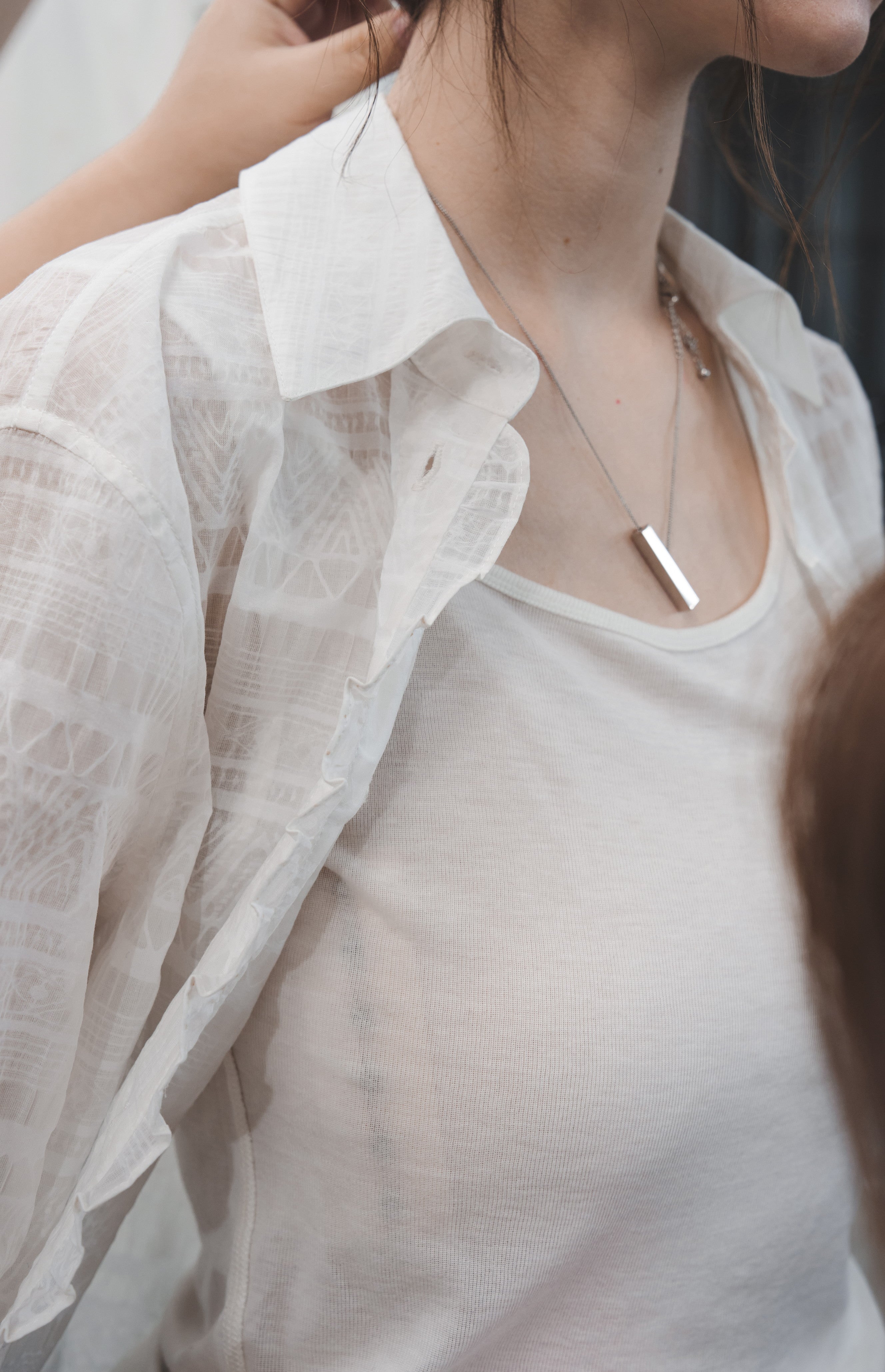 LACE MIX SHEER SHIRT / レースミックスシアーシャツ