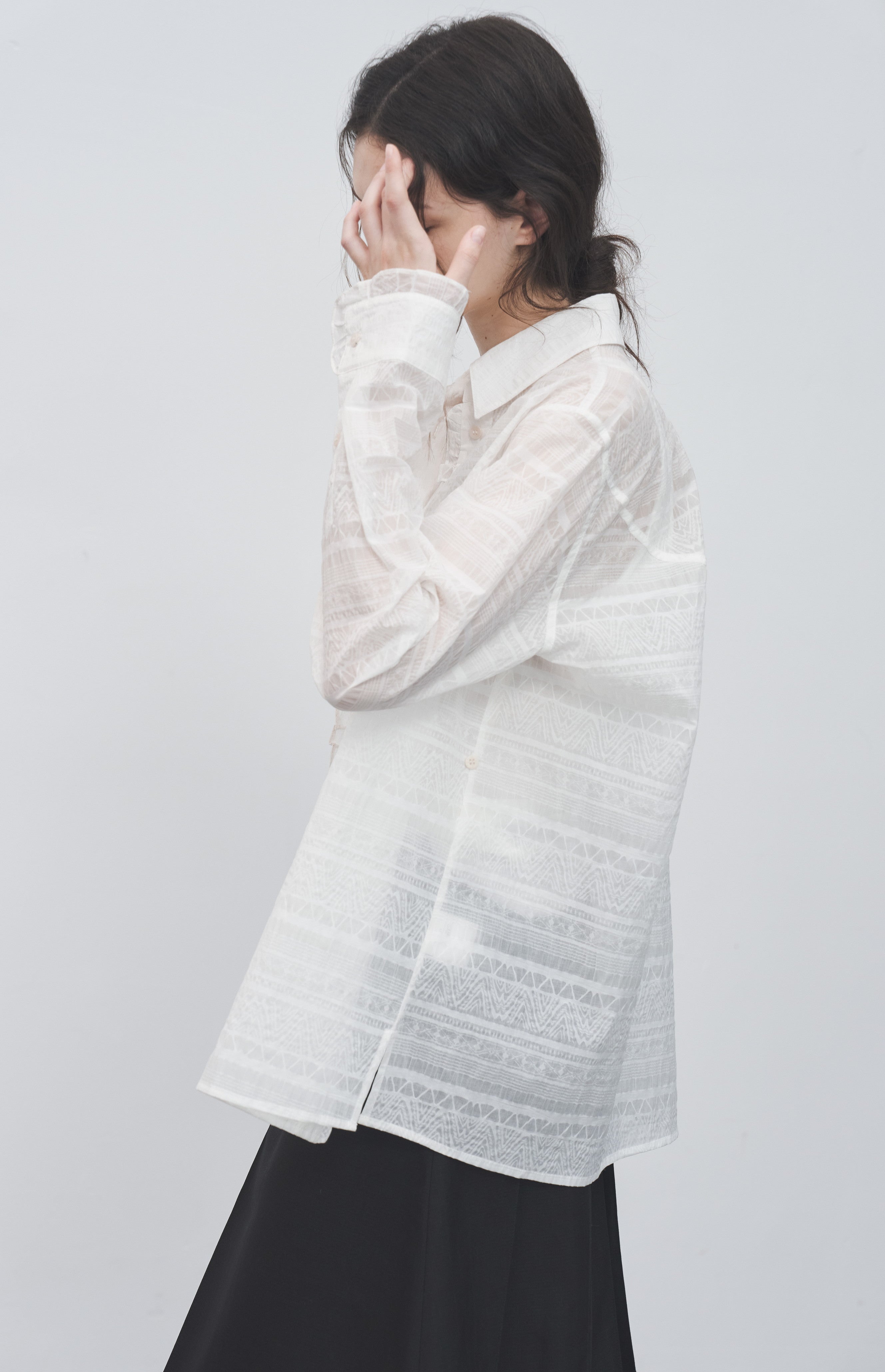 LACE MIX SHEER SHIRT / レースミックスシアーシャツ