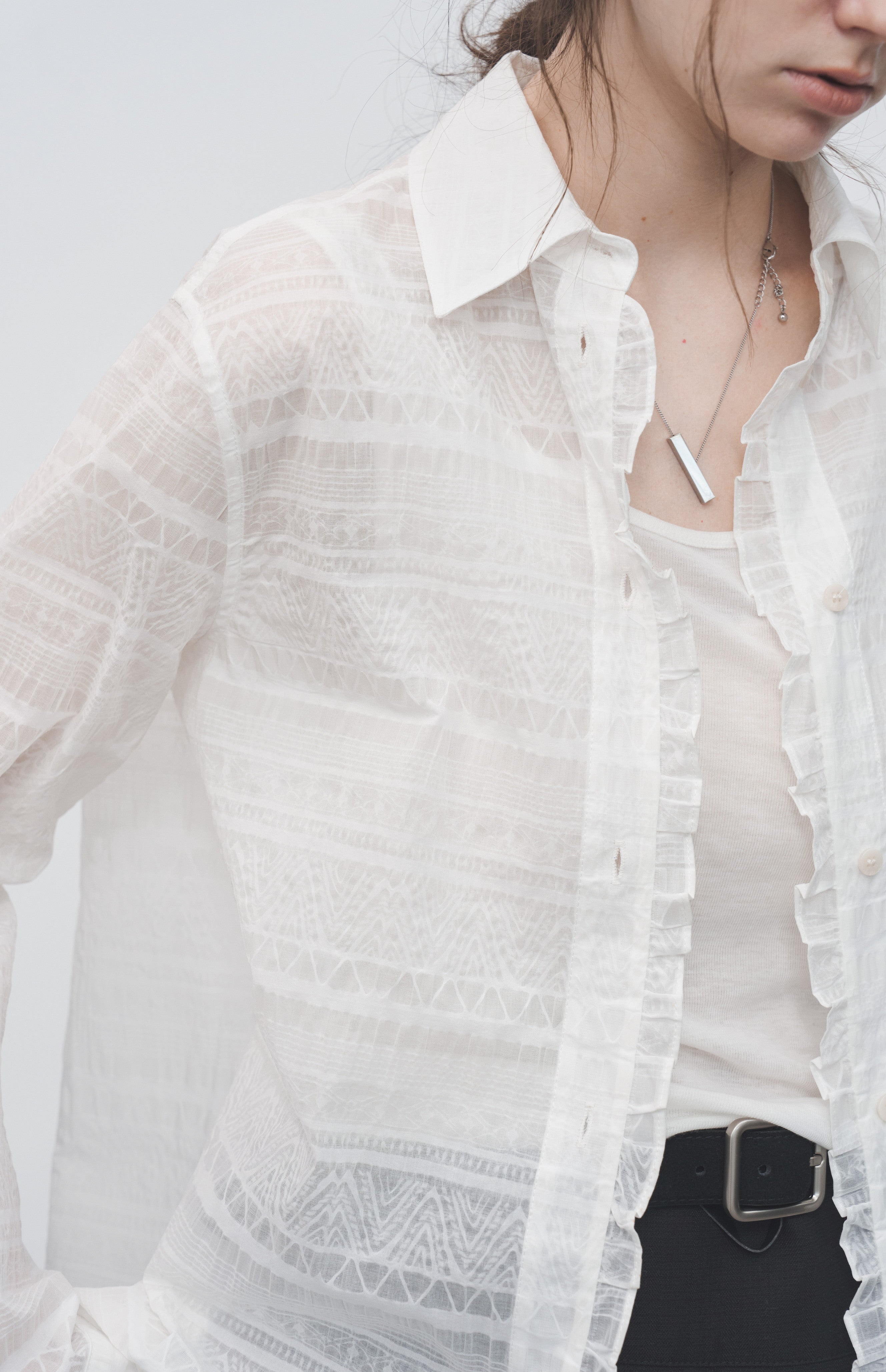 LACE MIX SHEER SHIRT / レースミックスシアーシャツ