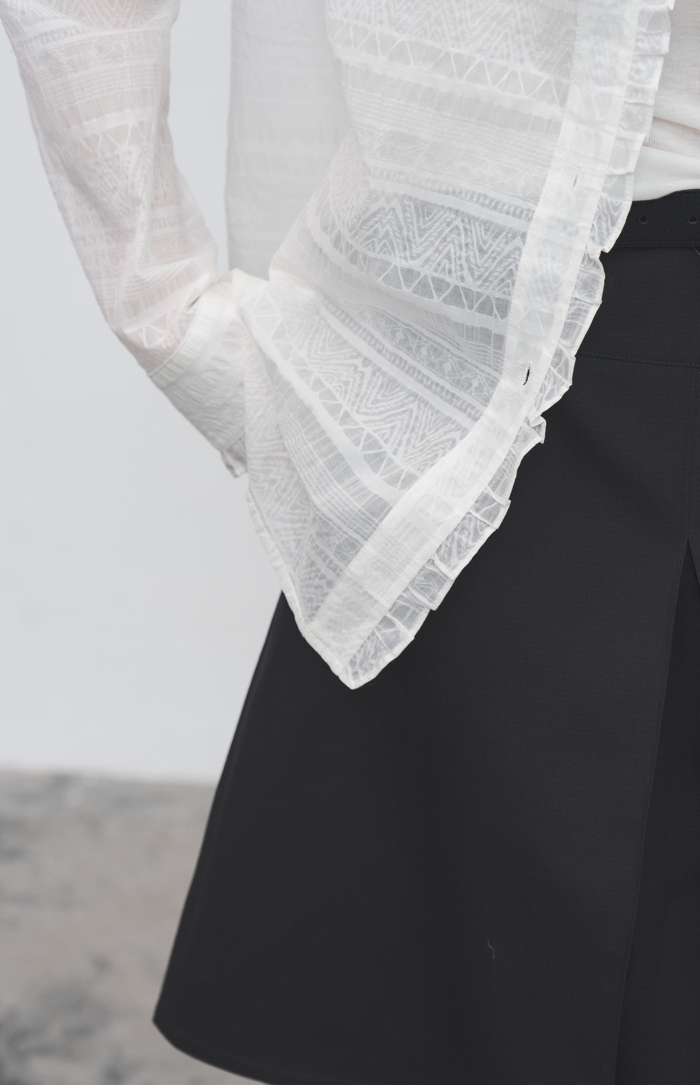 LACE MIX SHEER SHIRT / レースミックスシアーシャツ