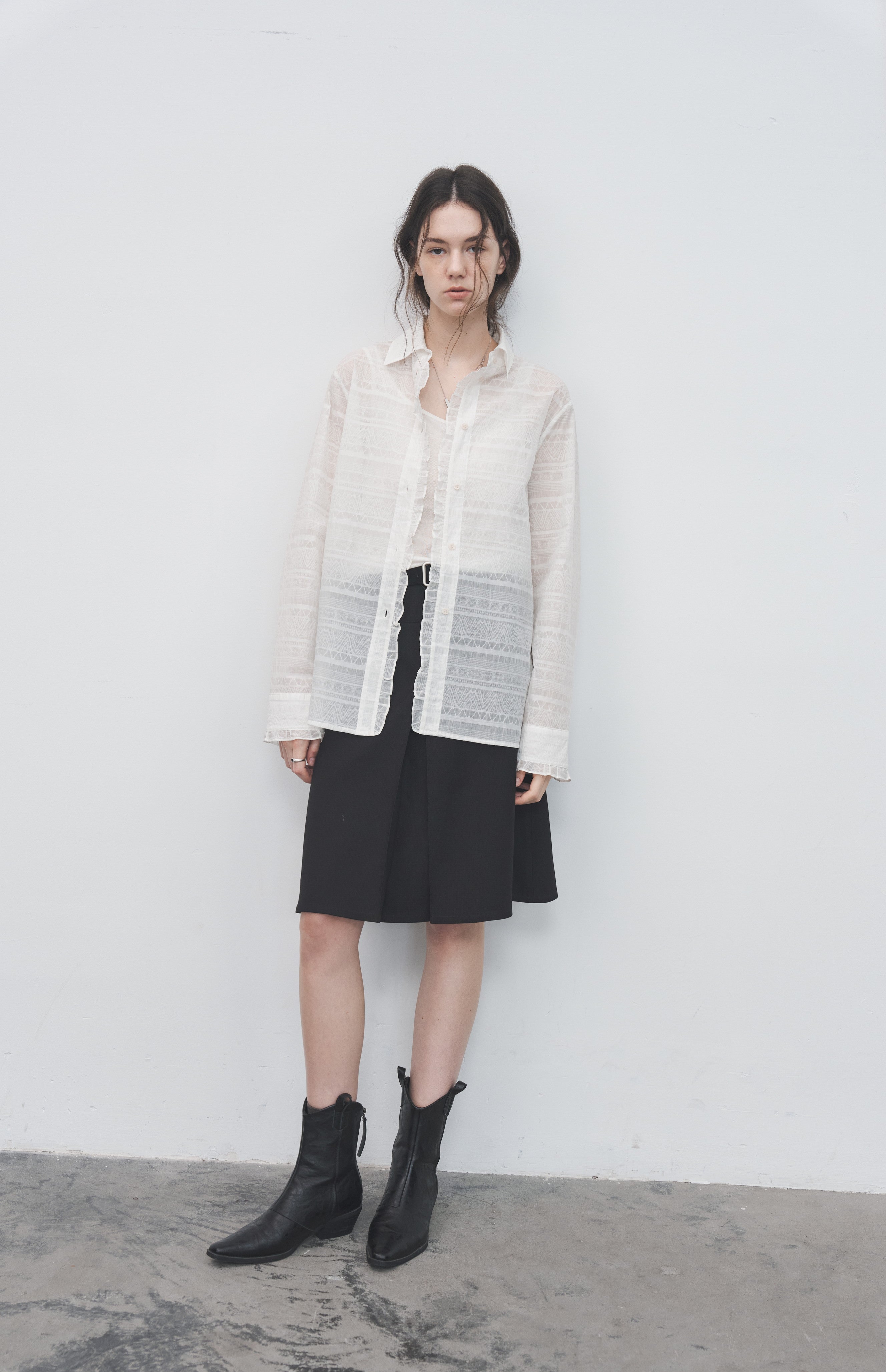 LACE MIX SHEER SHIRT / レースミックスシアーシャツ