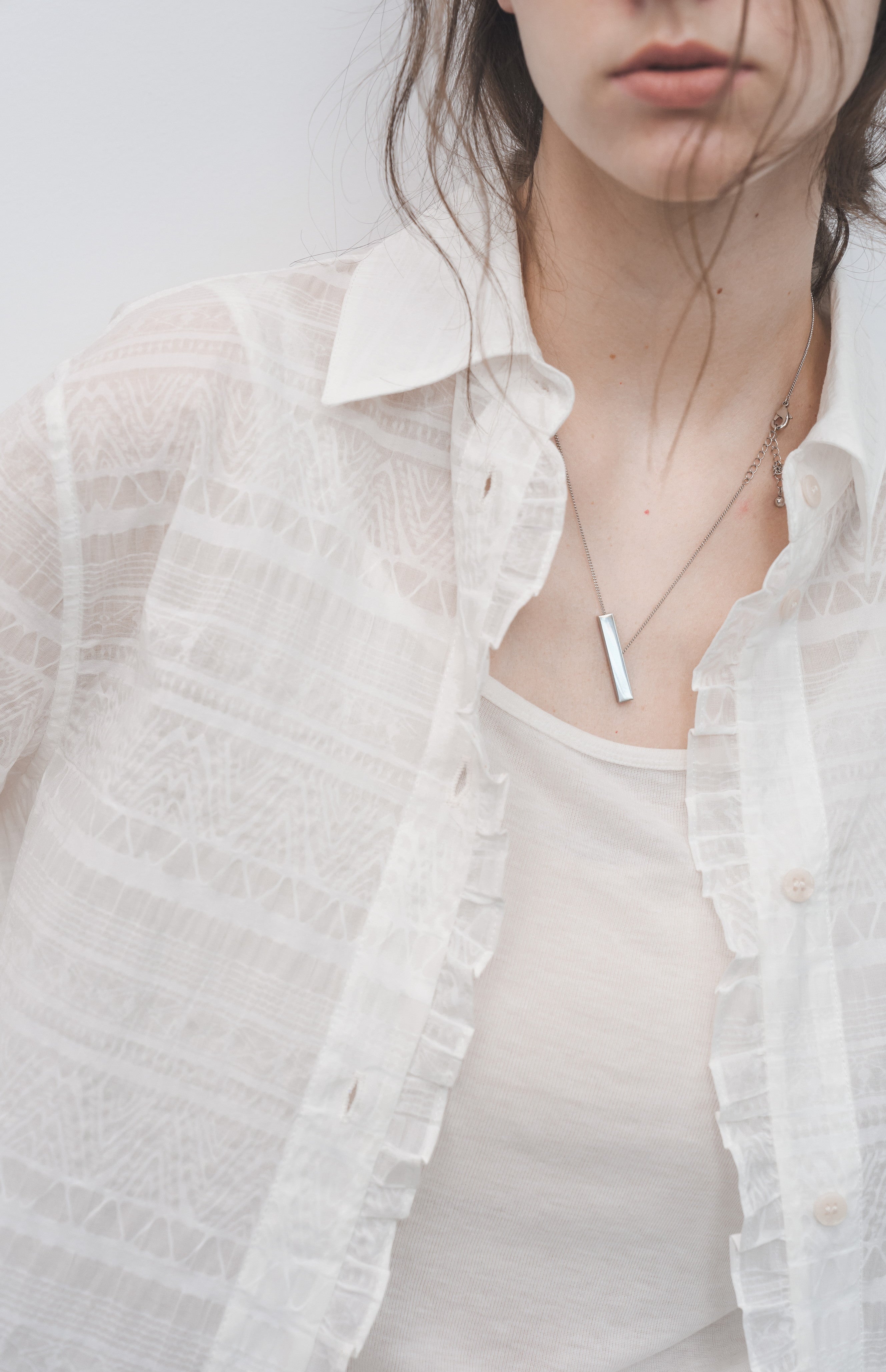 LACE MIX SHEER SHIRT / レースミックスシアーシャツ