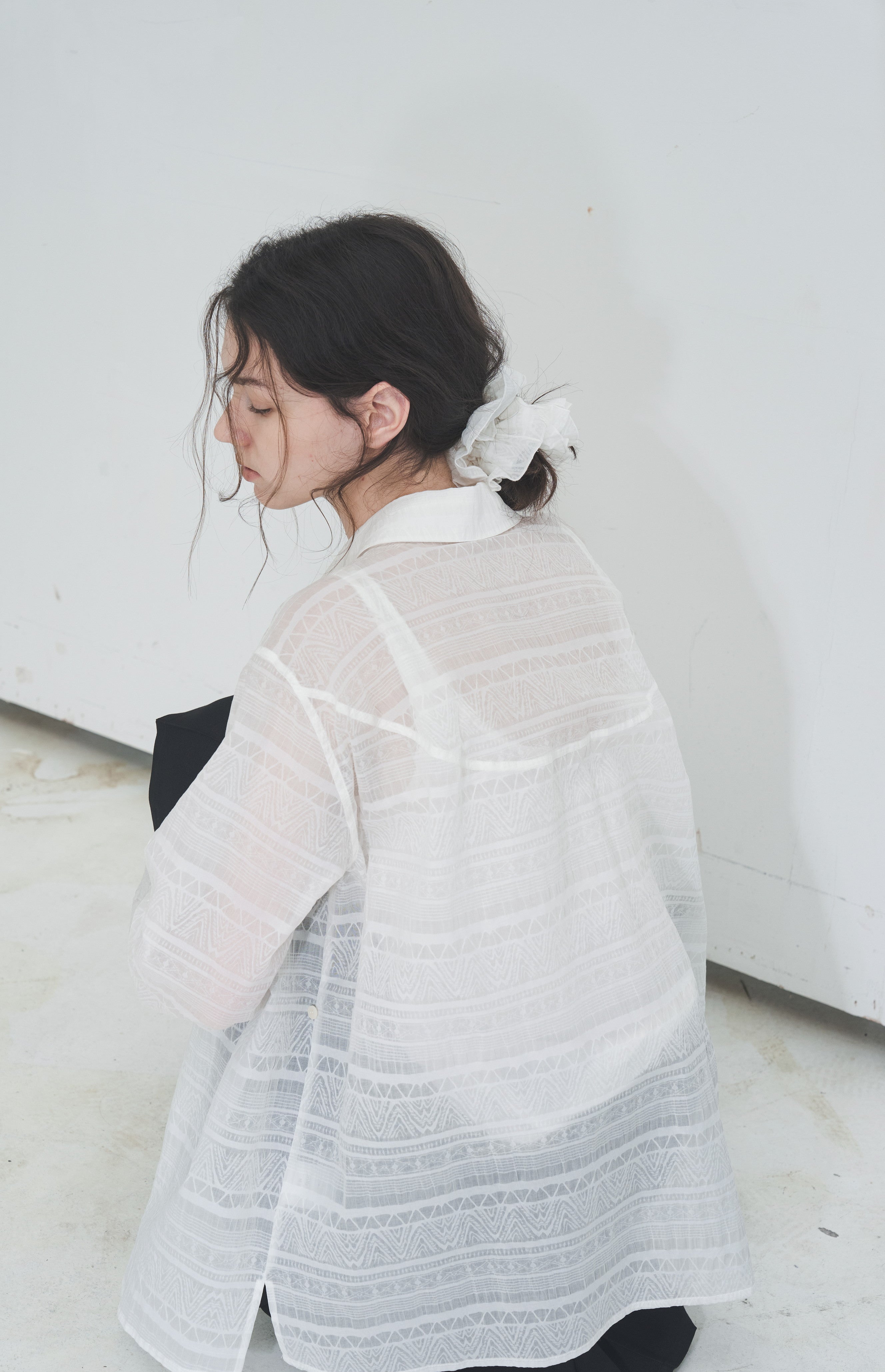 LACE MIX SHEER SHIRT / レースミックスシアーシャツ