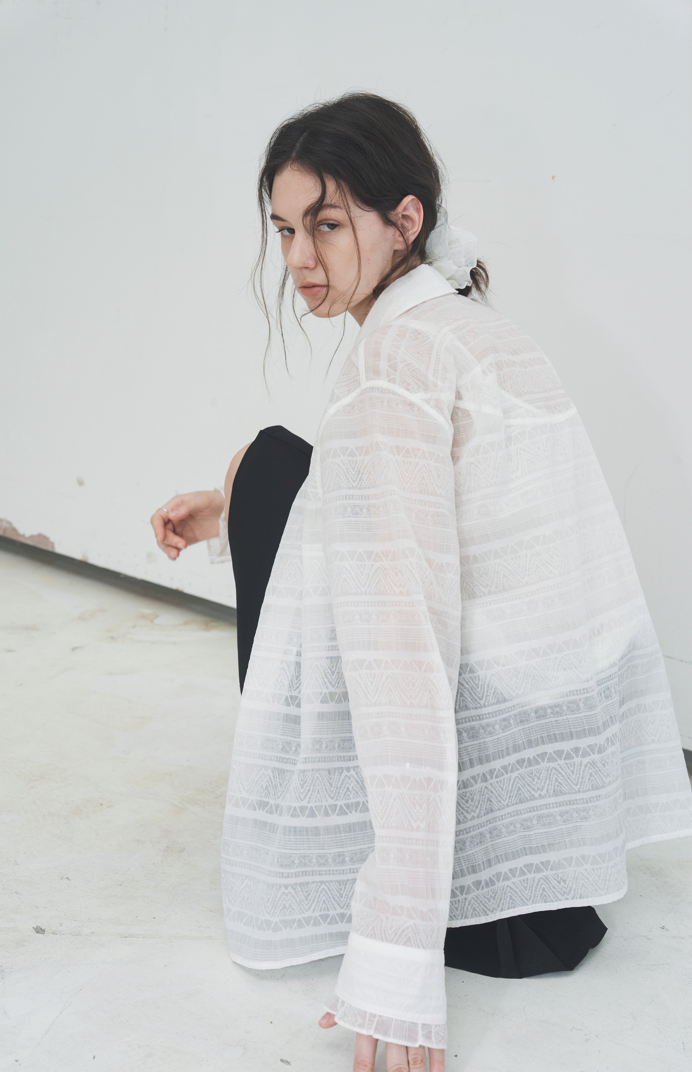 LACE MIX SHEER SHIRT / レースミックスシアーシャツ