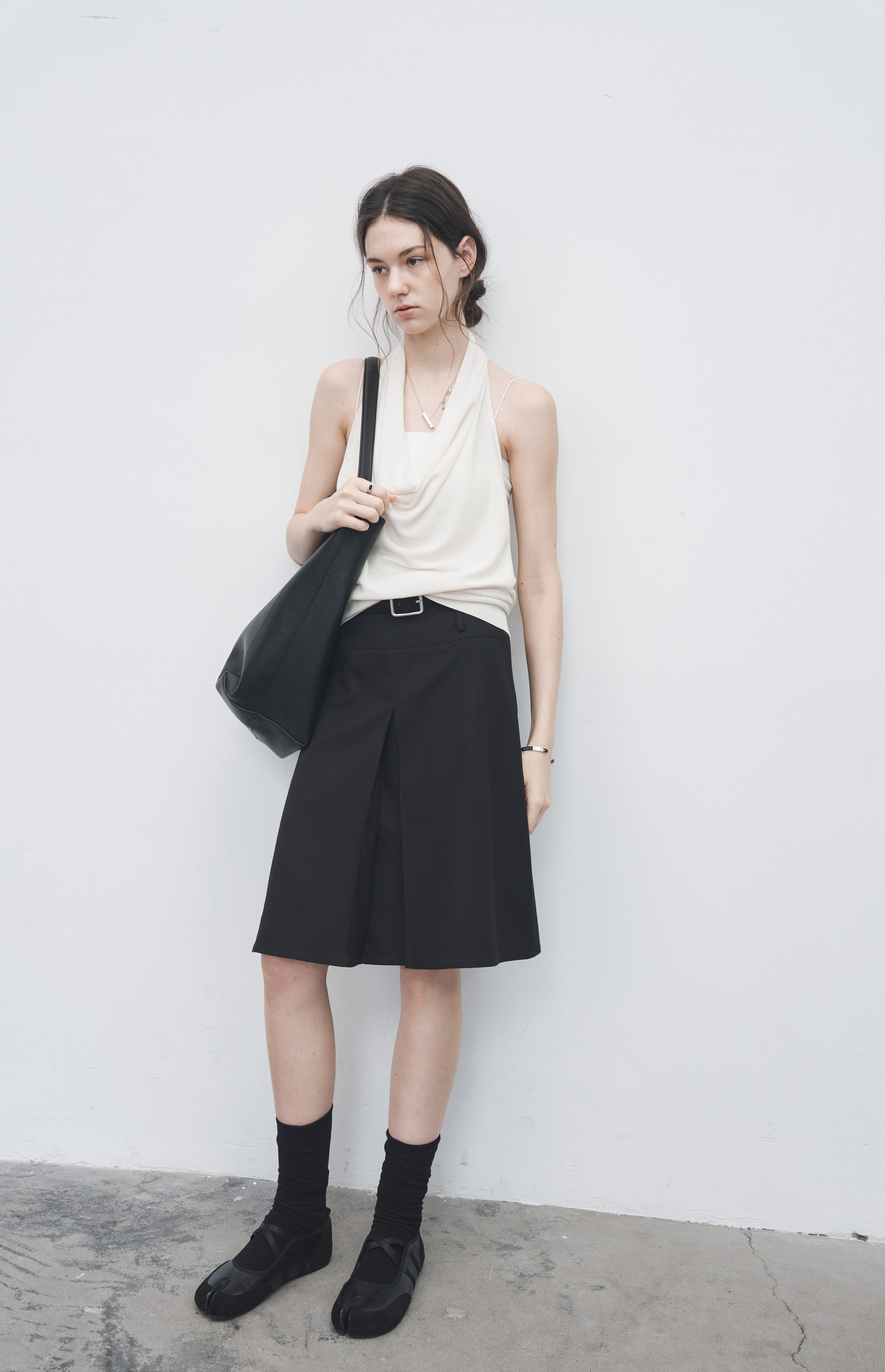 REVERSIBLE PLEATED MIDI SKIRT