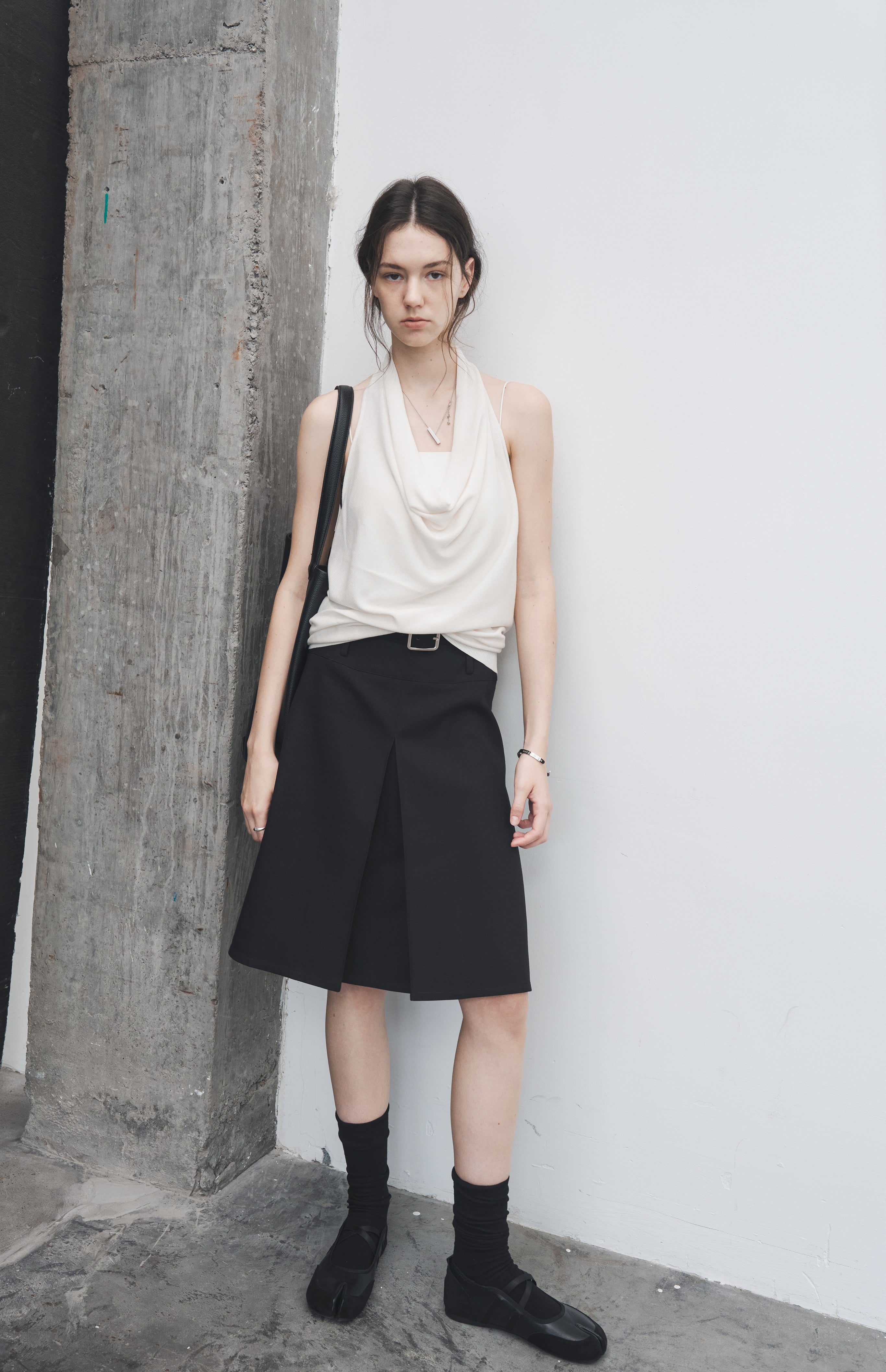 REVERSIBLE PLEATED MIDI SKIRT
