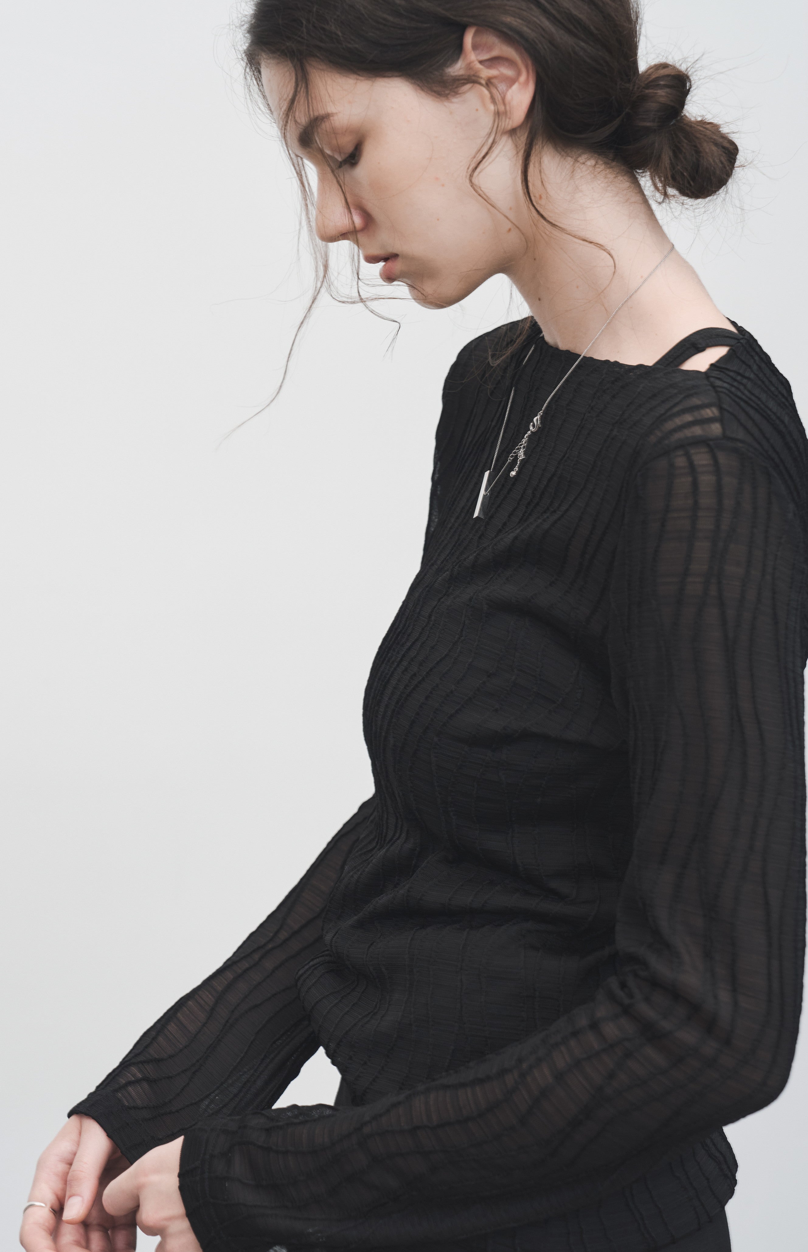 WAVE JACQUARD SHEER TOP / ウェーブジャカードシアートップ