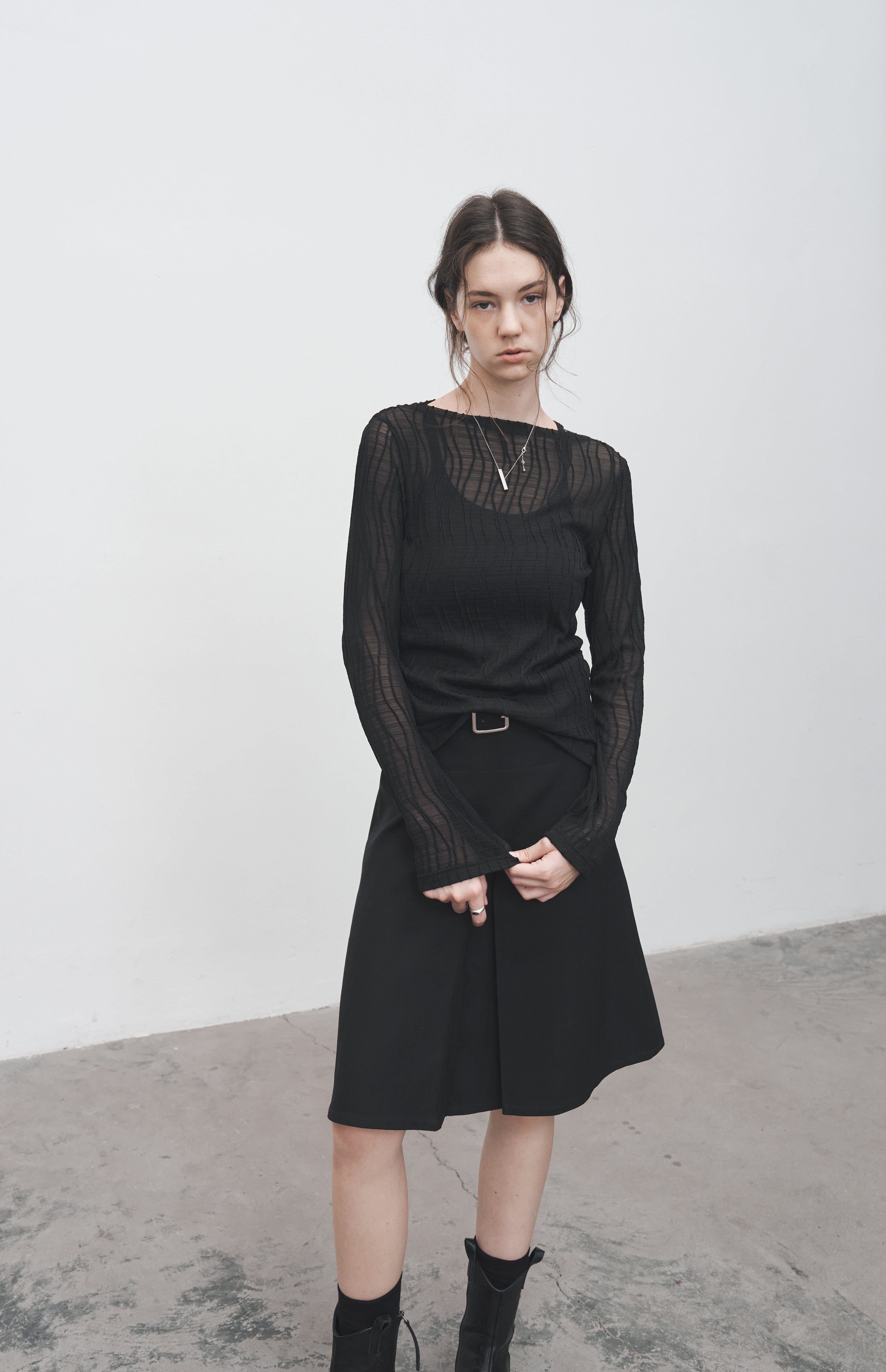 REVERSIBLE PLEATED MIDI SKIRT