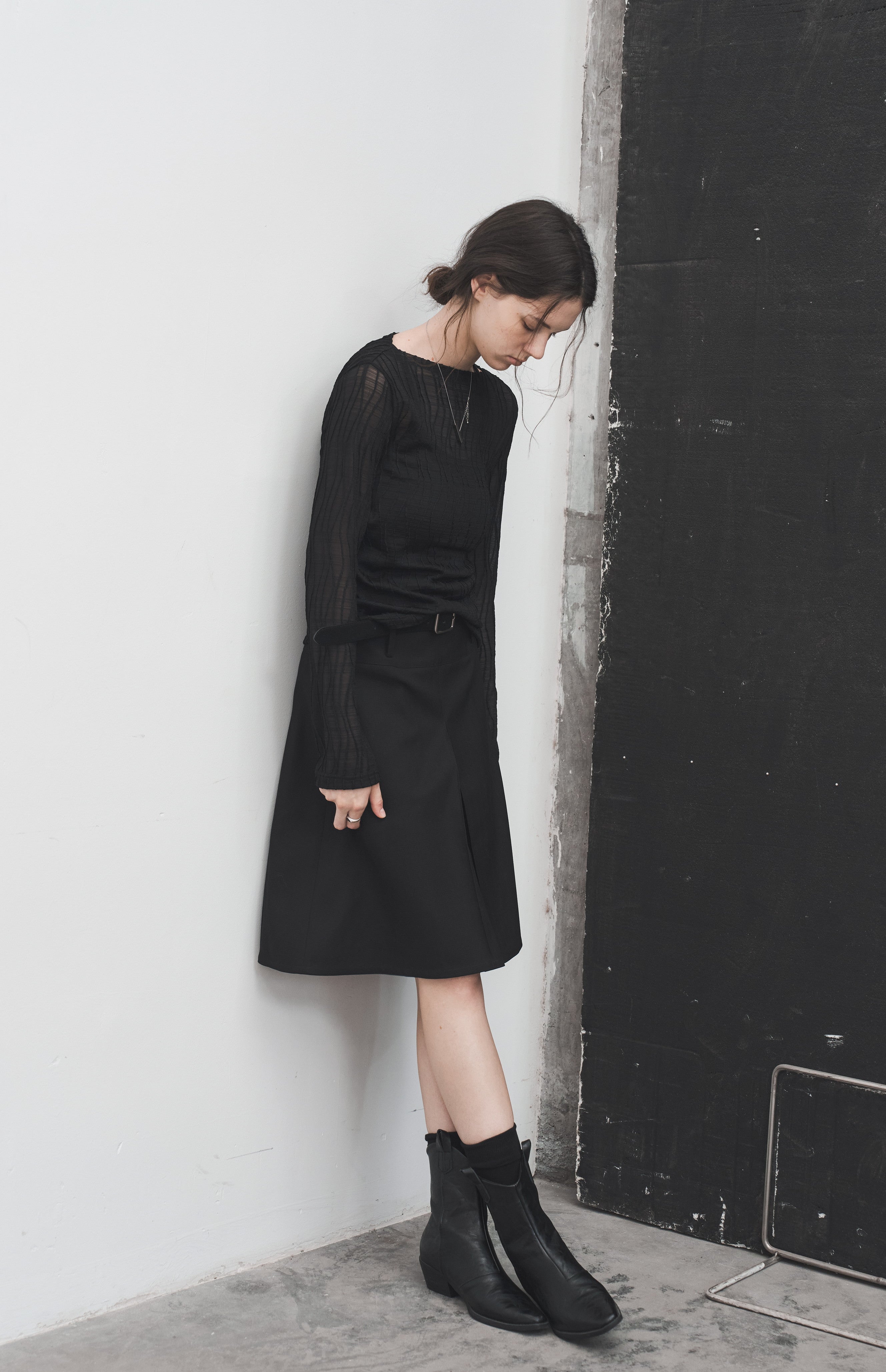 REVERSIBLE PLEATED MIDI SKIRT