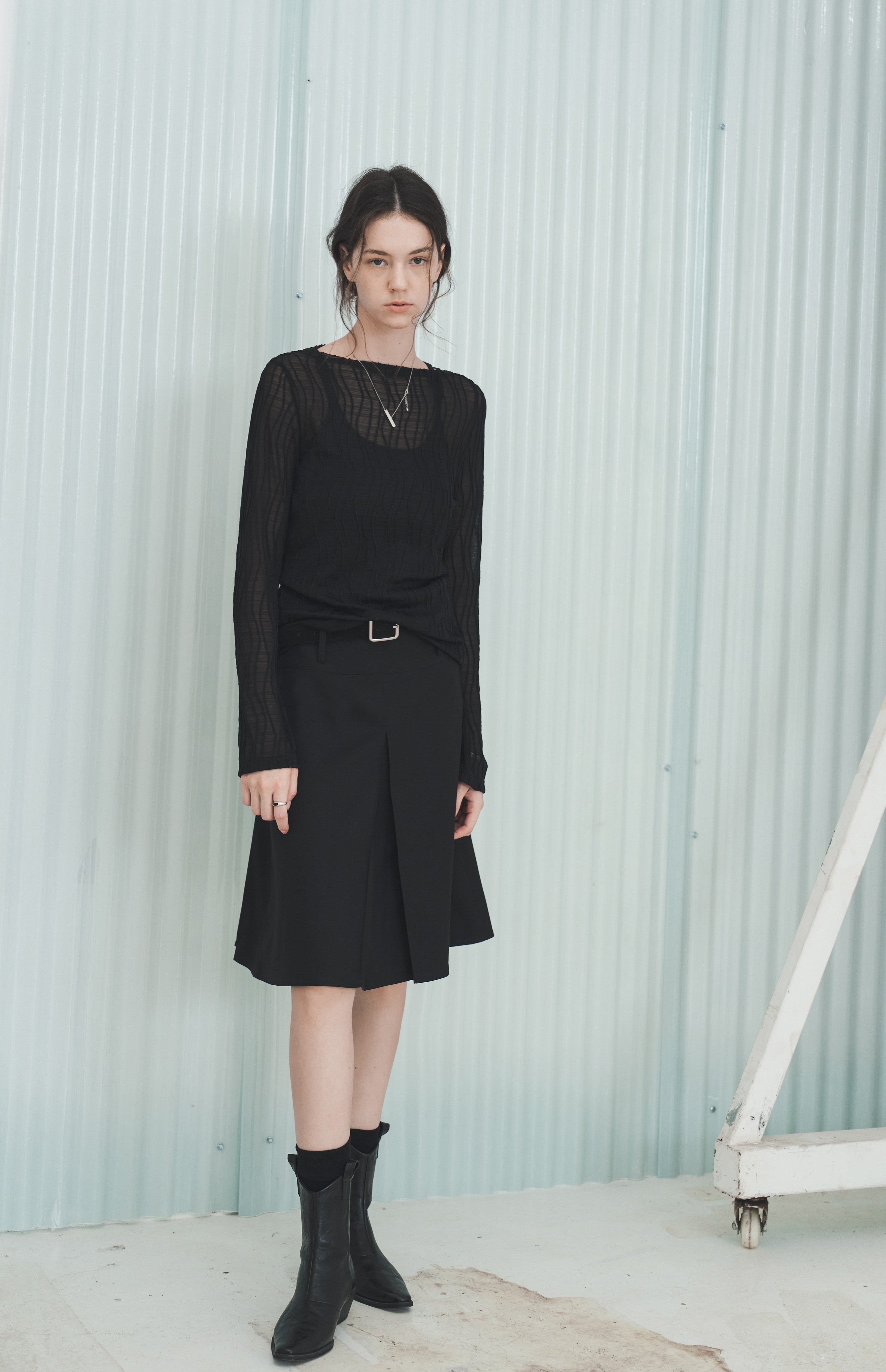 REVERSIBLE PLEATED MIDI SKIRT