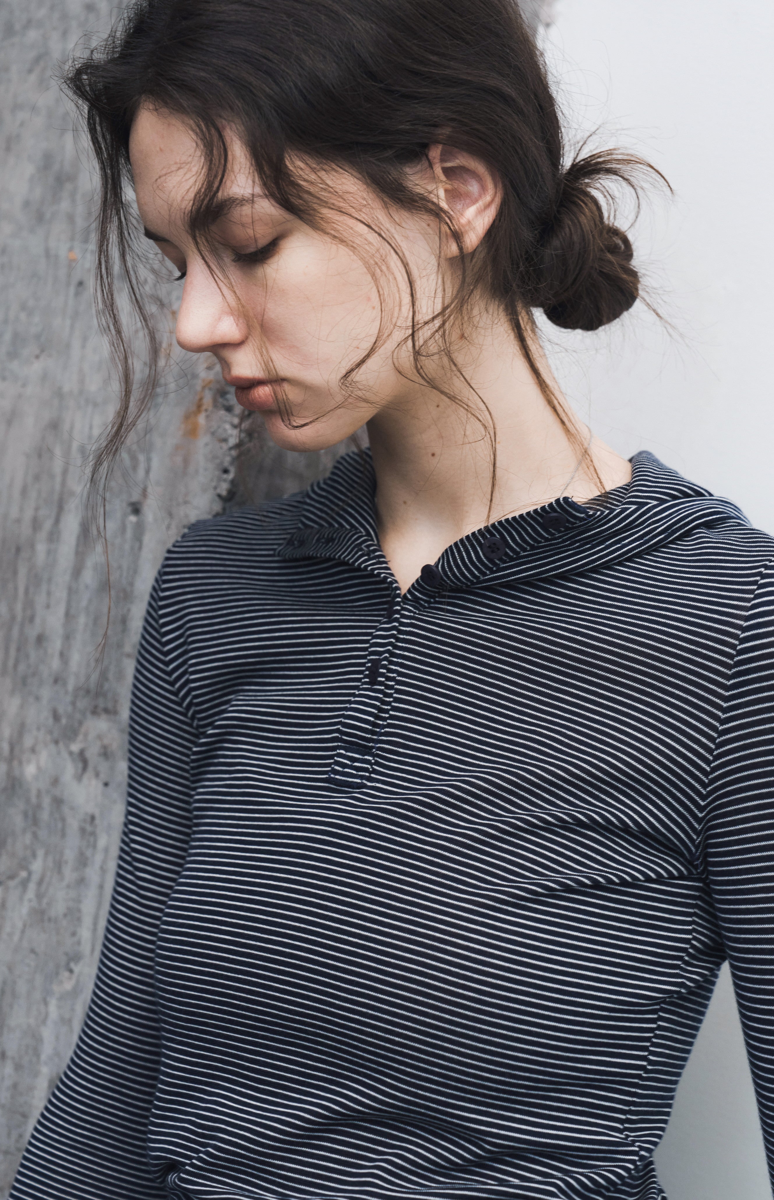 HOODED STRIPE FIT LONG T-SHIRT / フードストライプフィットロングTシャツ