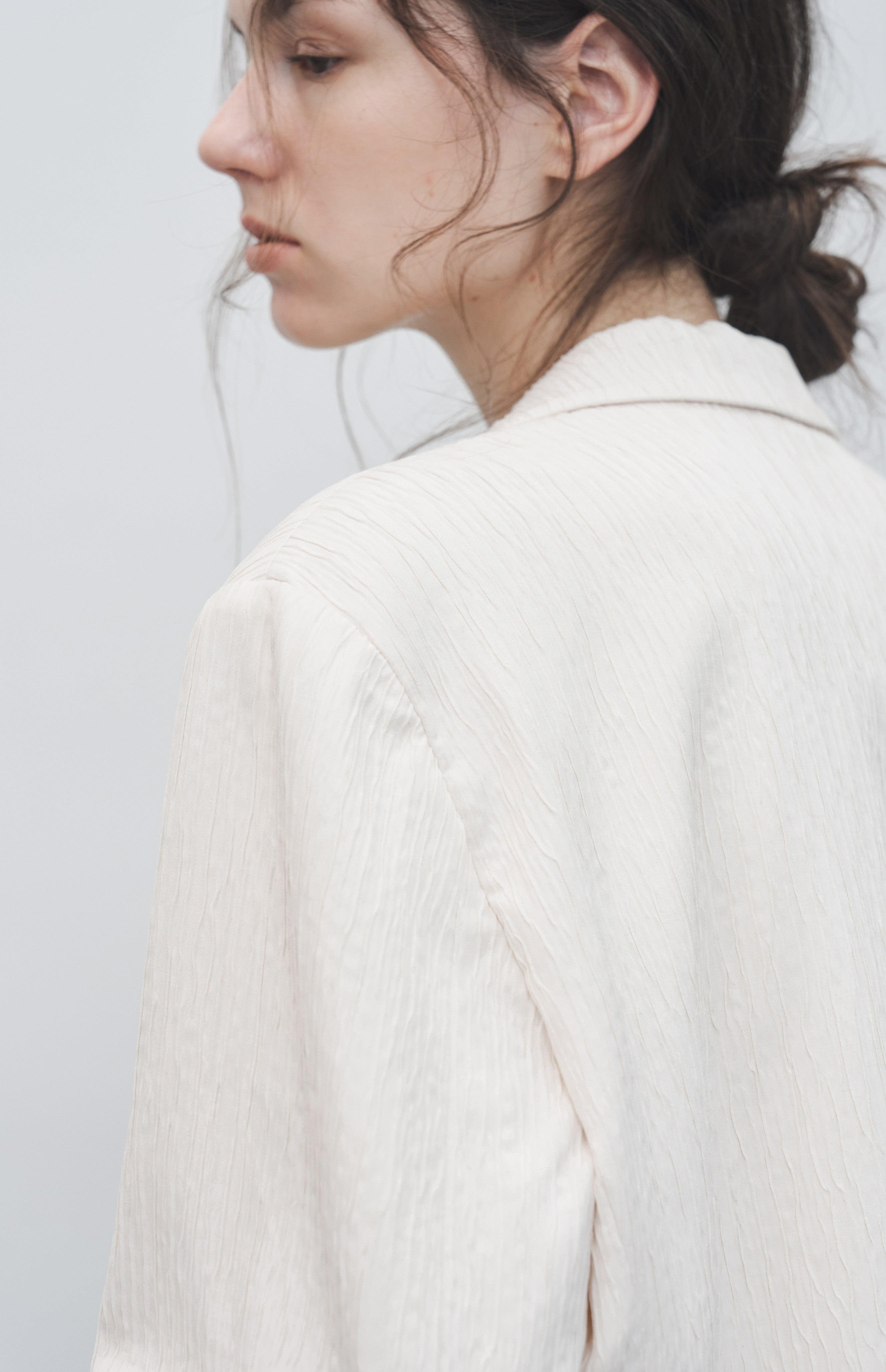 STRIPED WRINKLE WHITE JACKET