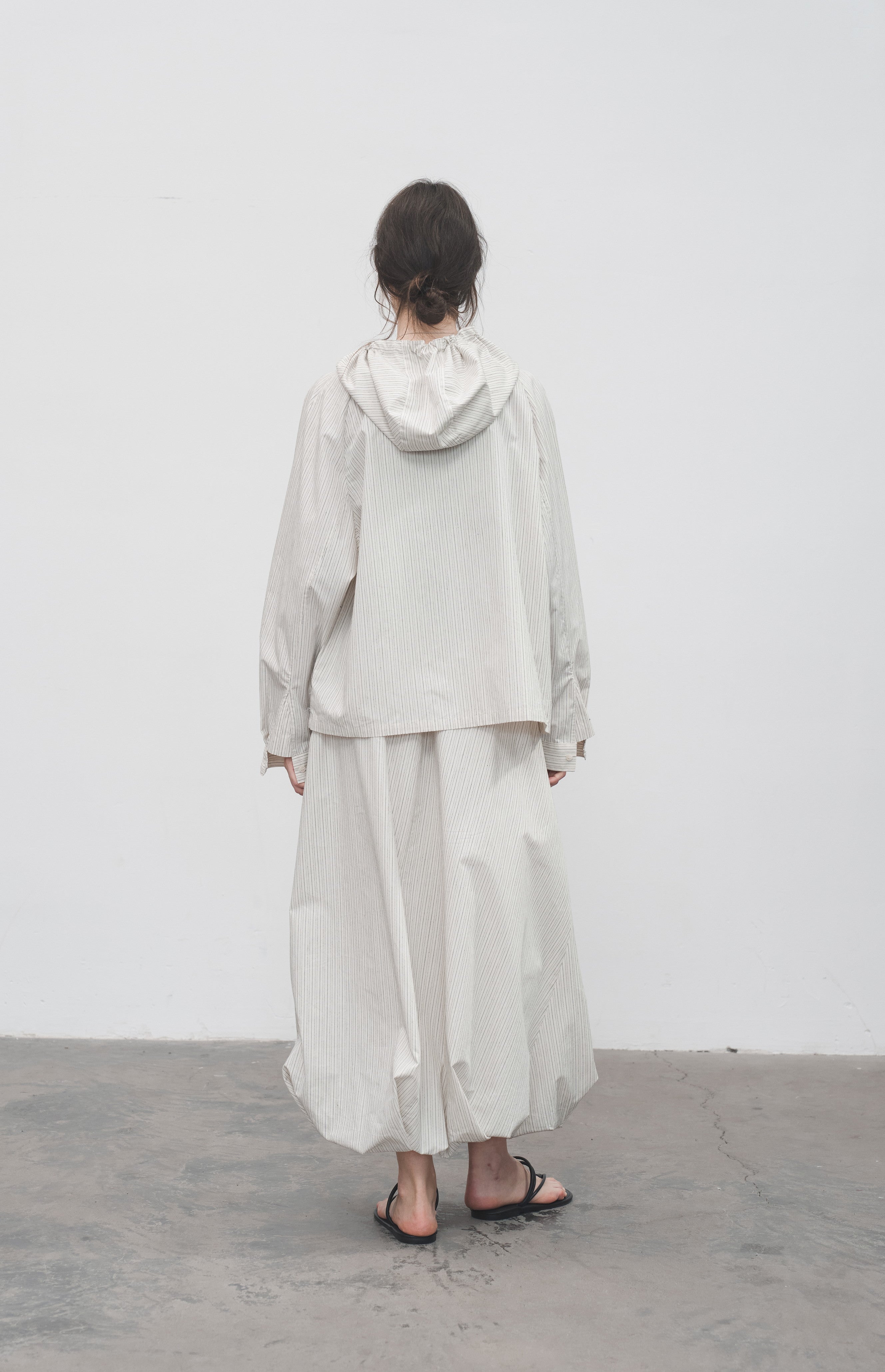 HOODED STRIPE OVERSHIRT / フードストライプオーバーシャツ