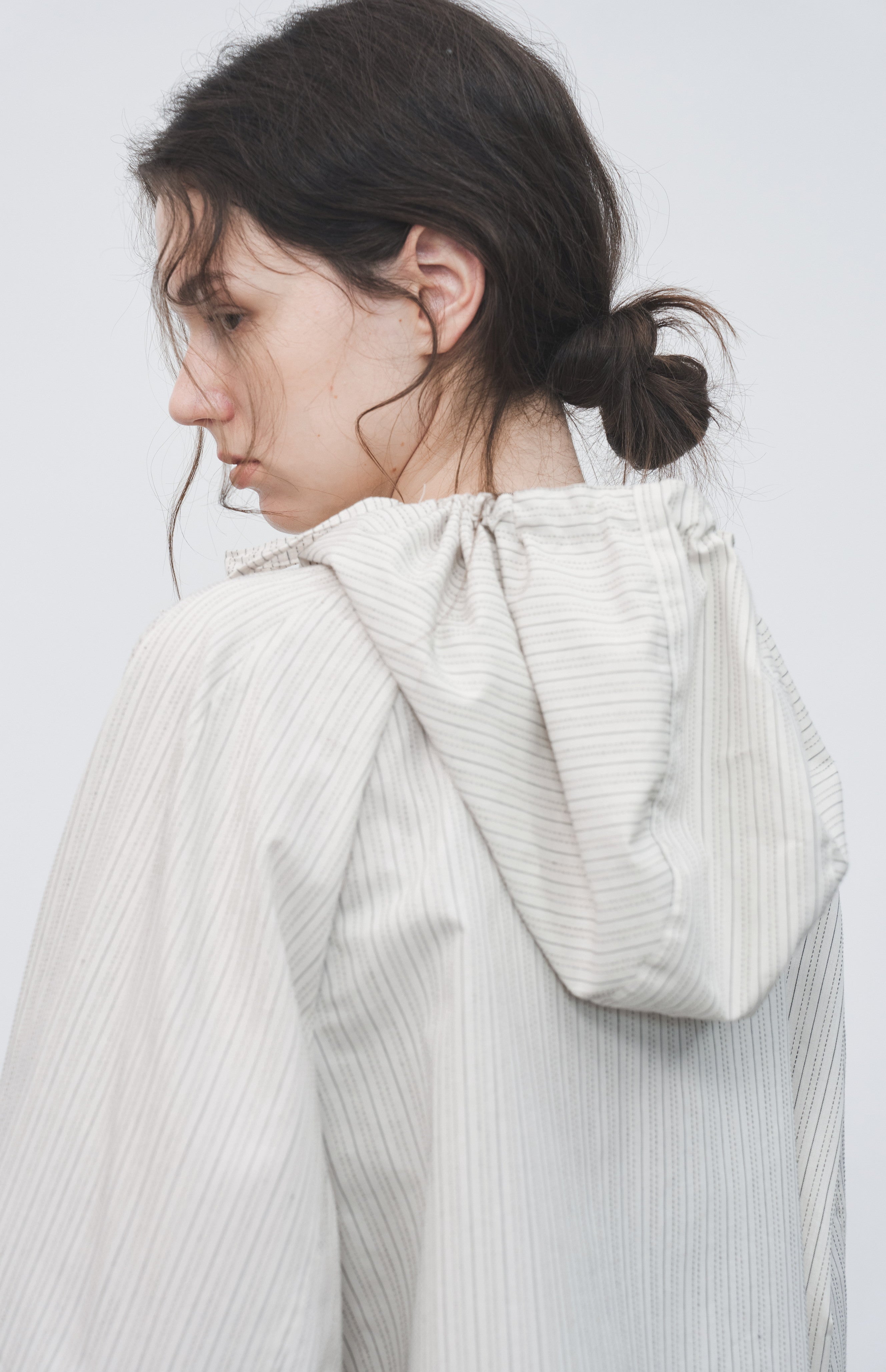 HOODED STRIPE OVERSHIRT / フードストライプオーバーシャツ