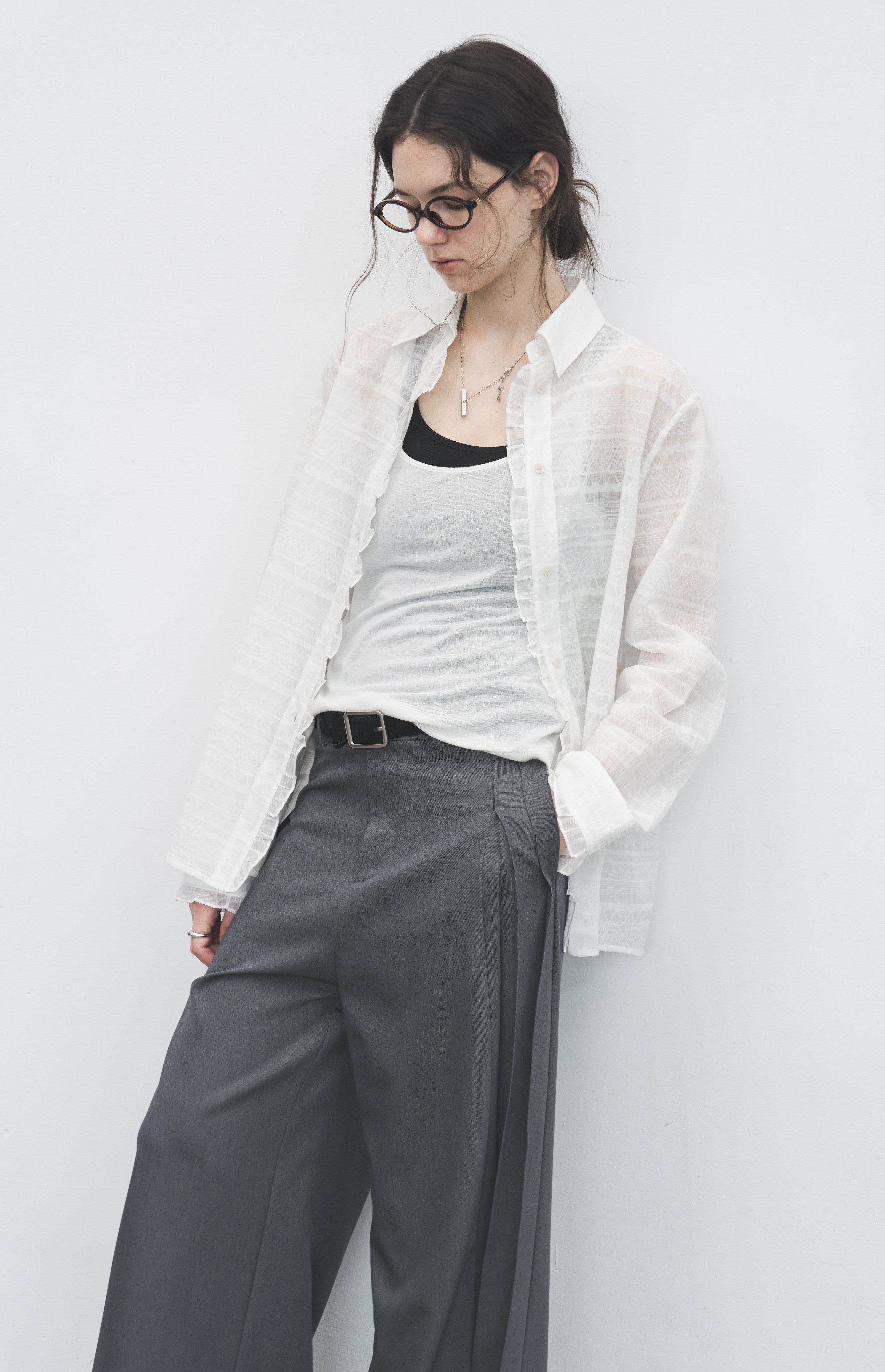 LACE MIX SHEER SHIRT / レースミックスシアーシャツ