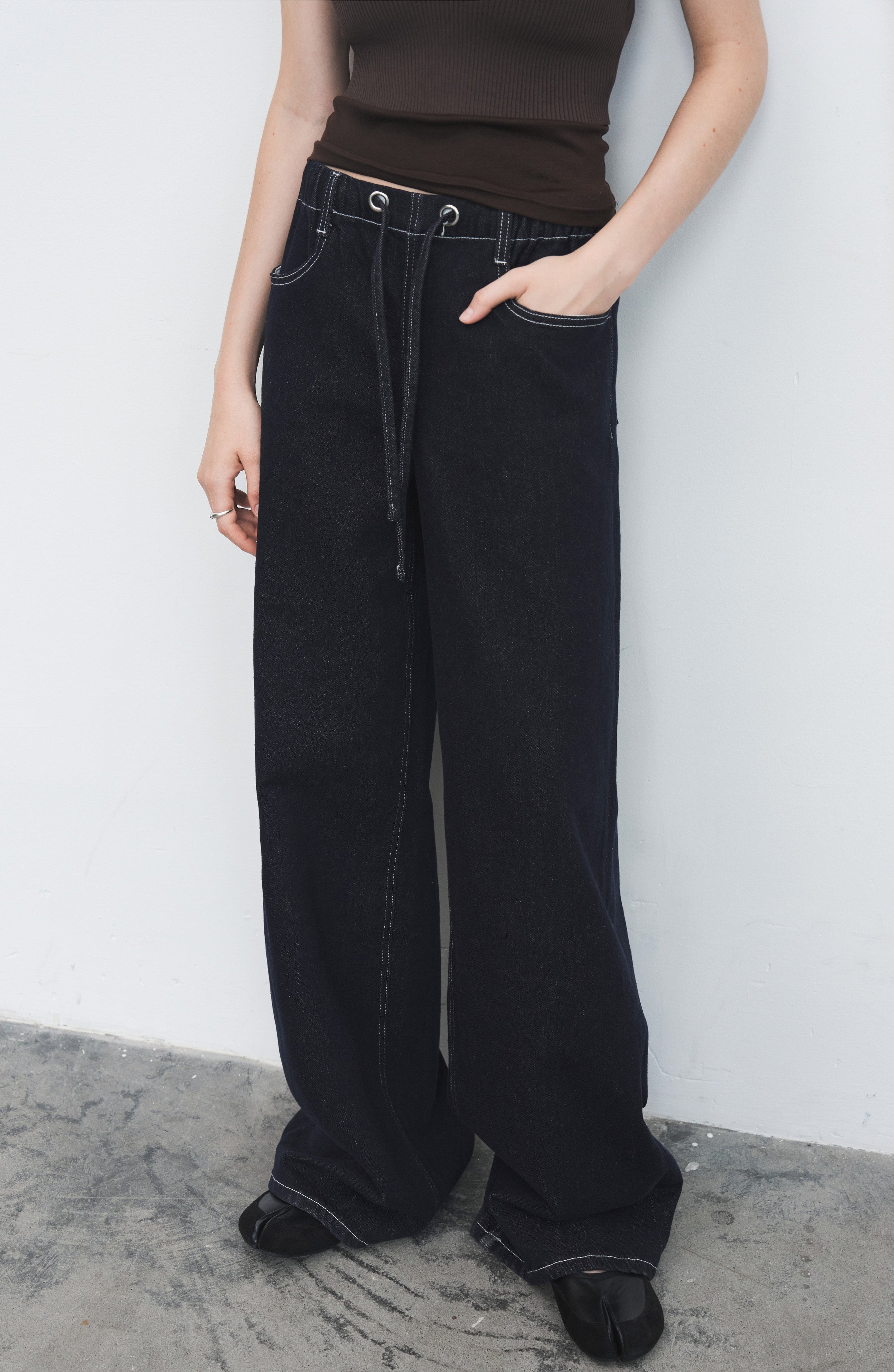 CONTRAST STITCH WIDE JEANS / コントラストステッチワイドジーンズ