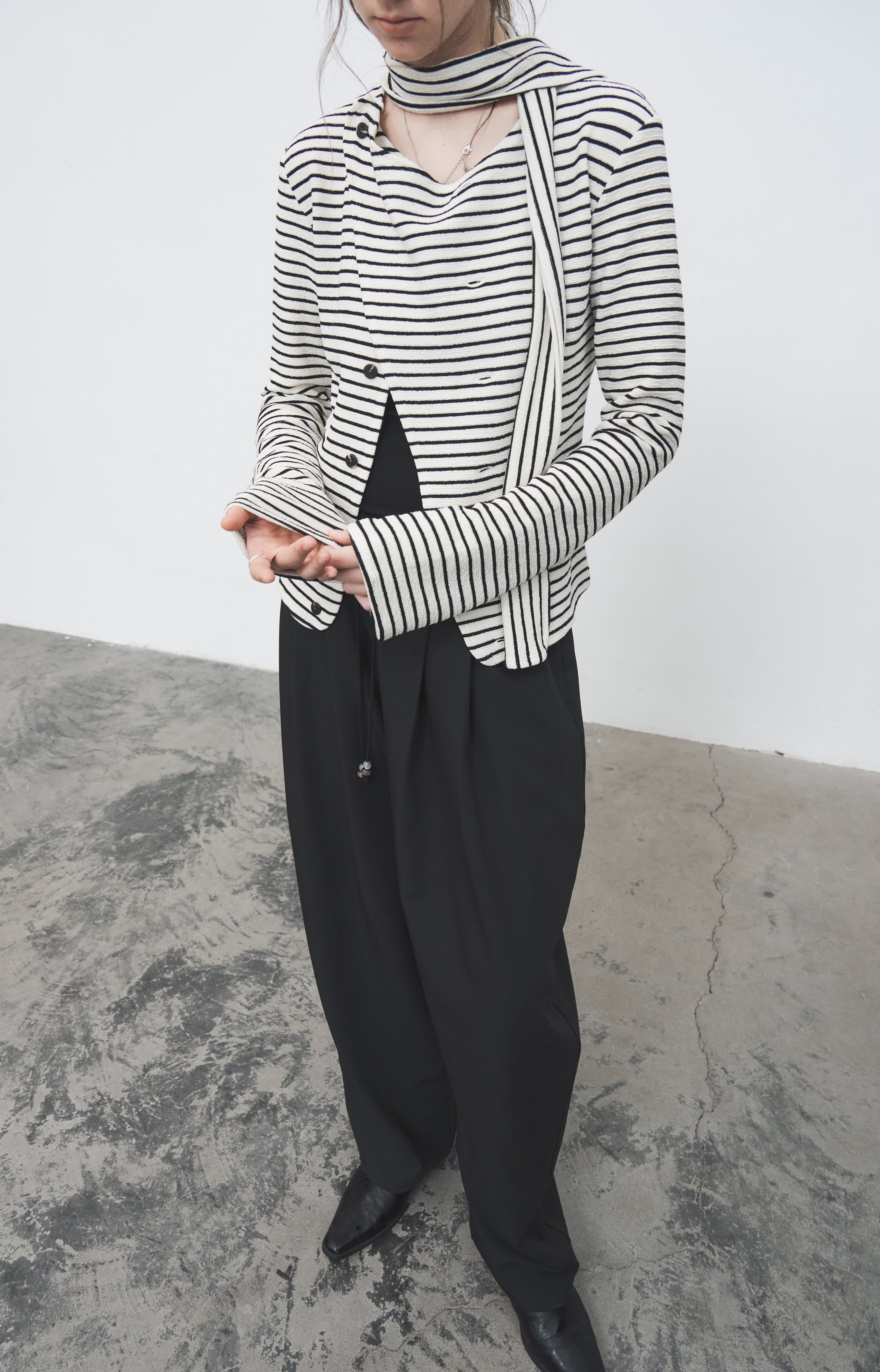 FLARE CROSS STRIPED SHIRT