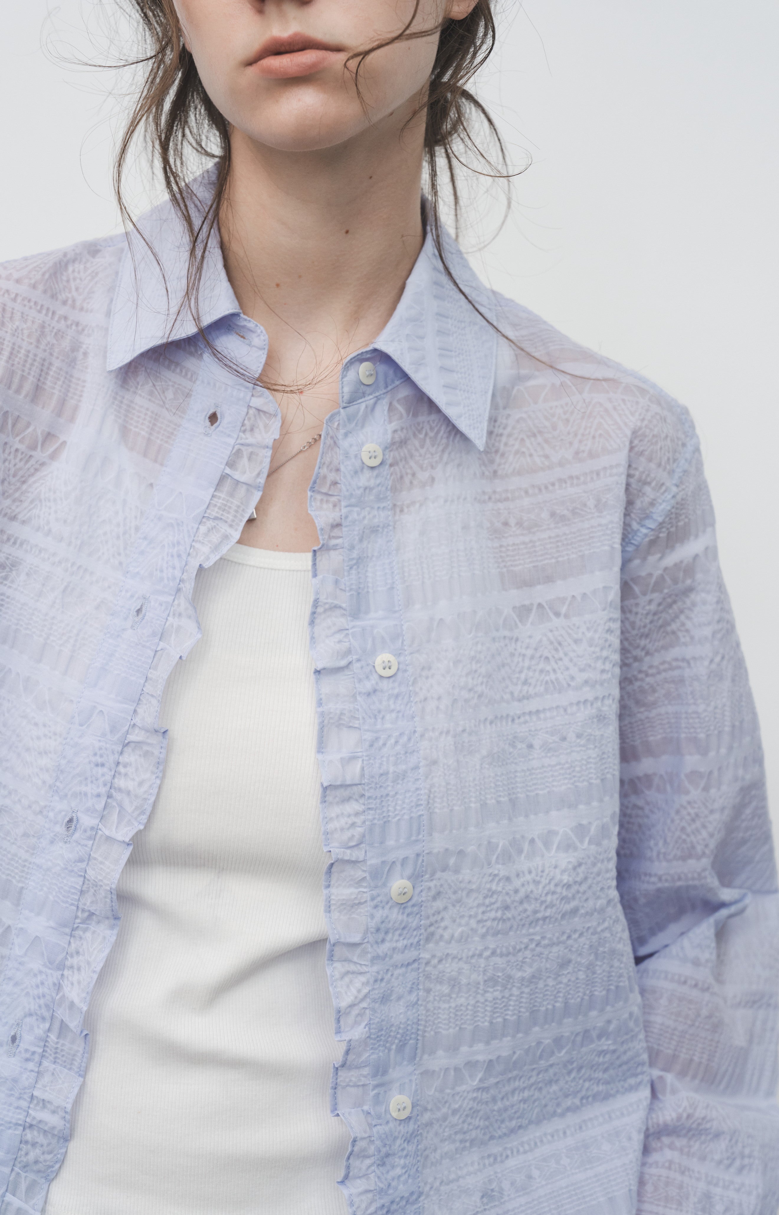 LACE MIX SHEER SHIRT / レースミックスシアーシャツ