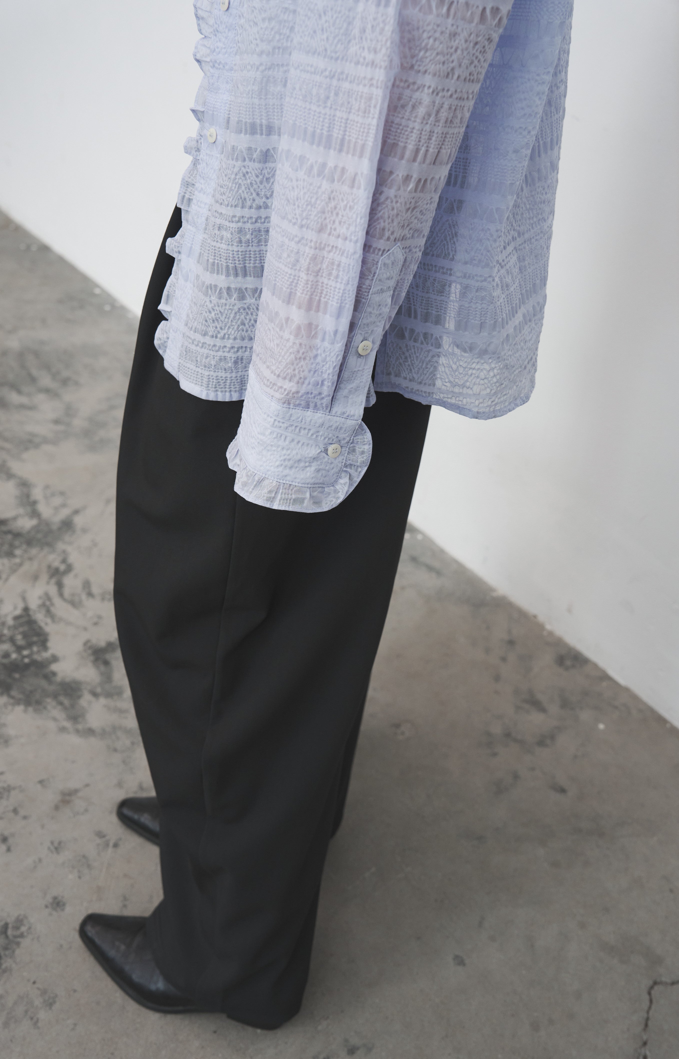 LACE MIX SHEER SHIRT / レースミックスシアーシャツ