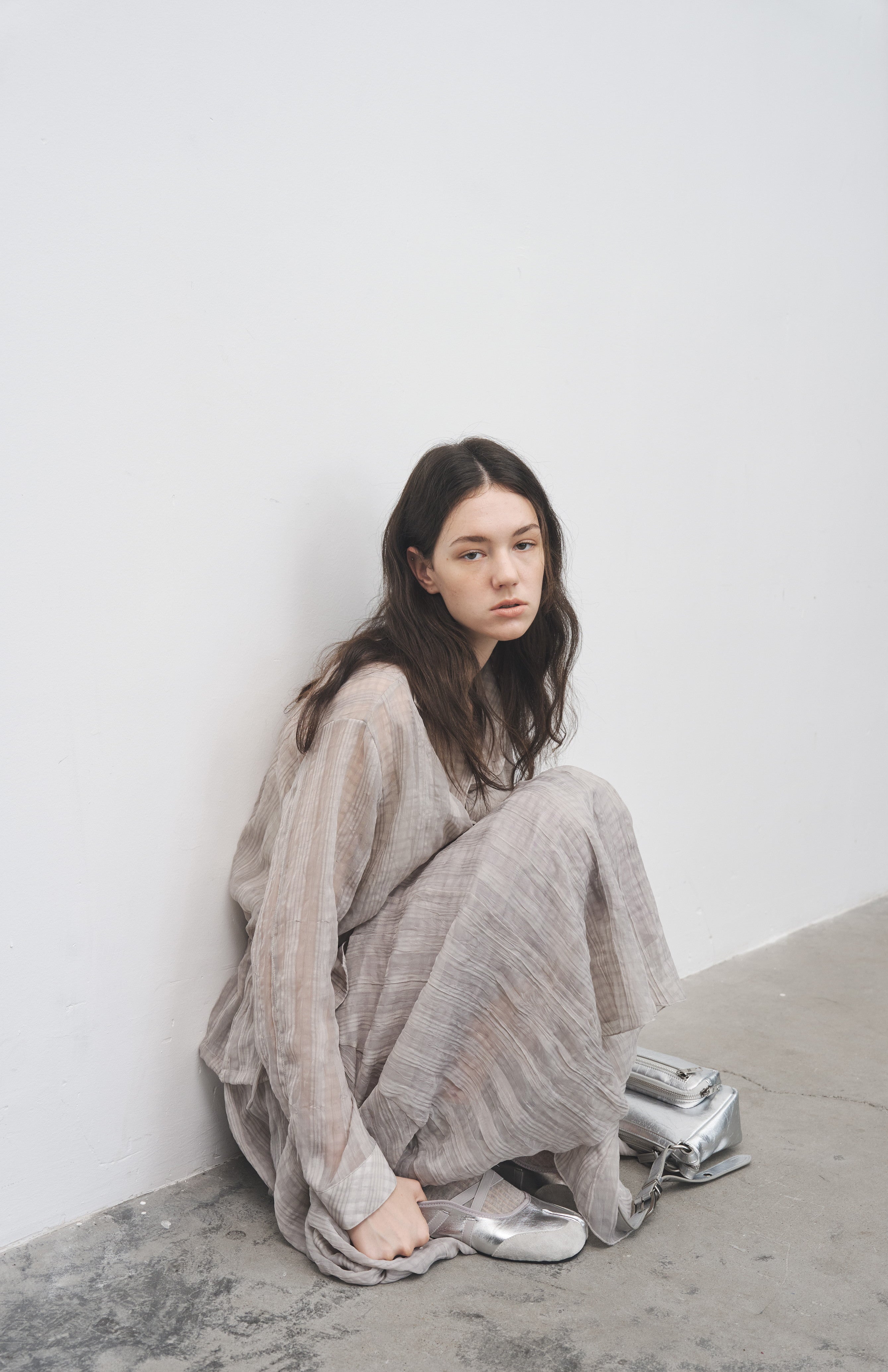 WRINKLED PLAID SHEER SHIRT