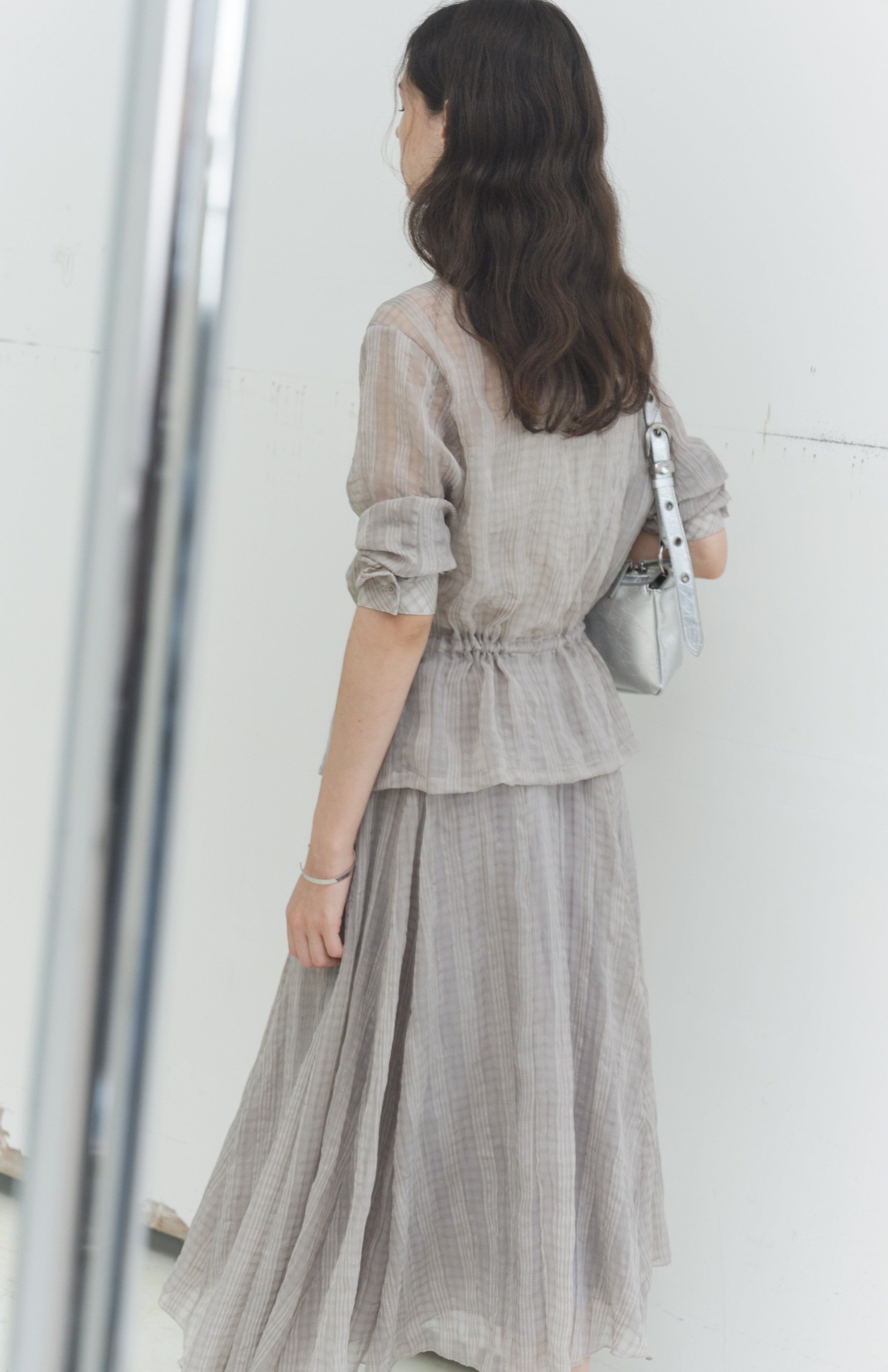 WRINKLED PLAID SHEER SHIRT