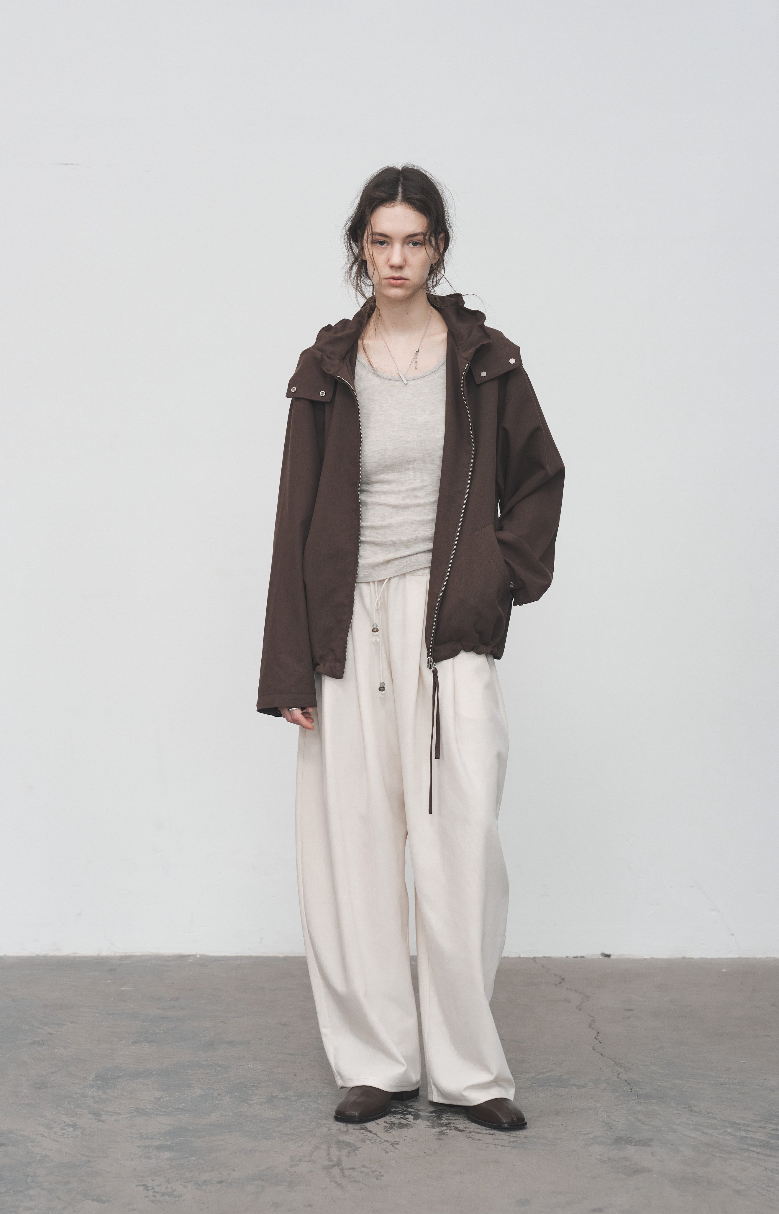 LACE COLLAR HOODED BLOUSON