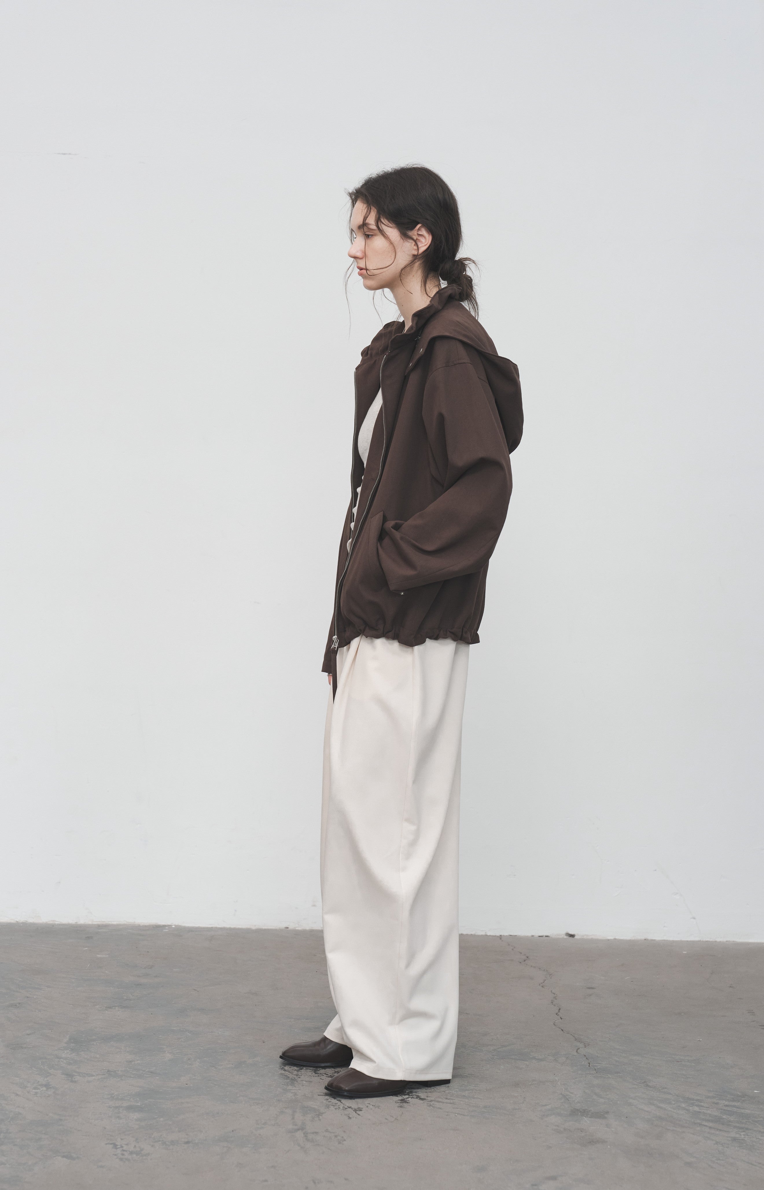 LACE COLLAR HOODED BLOUSON