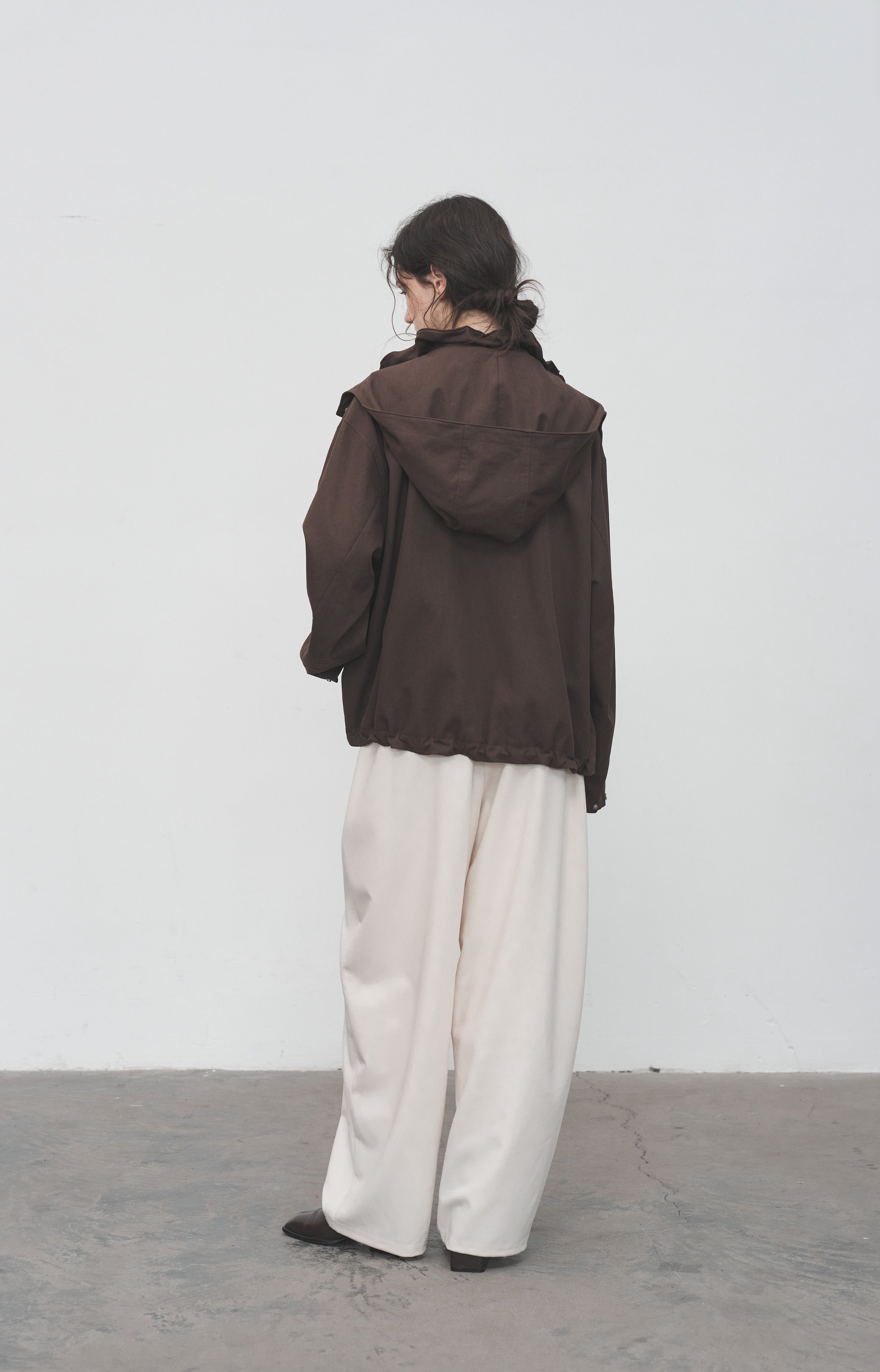 LACE COLLAR HOODED BLOUSON