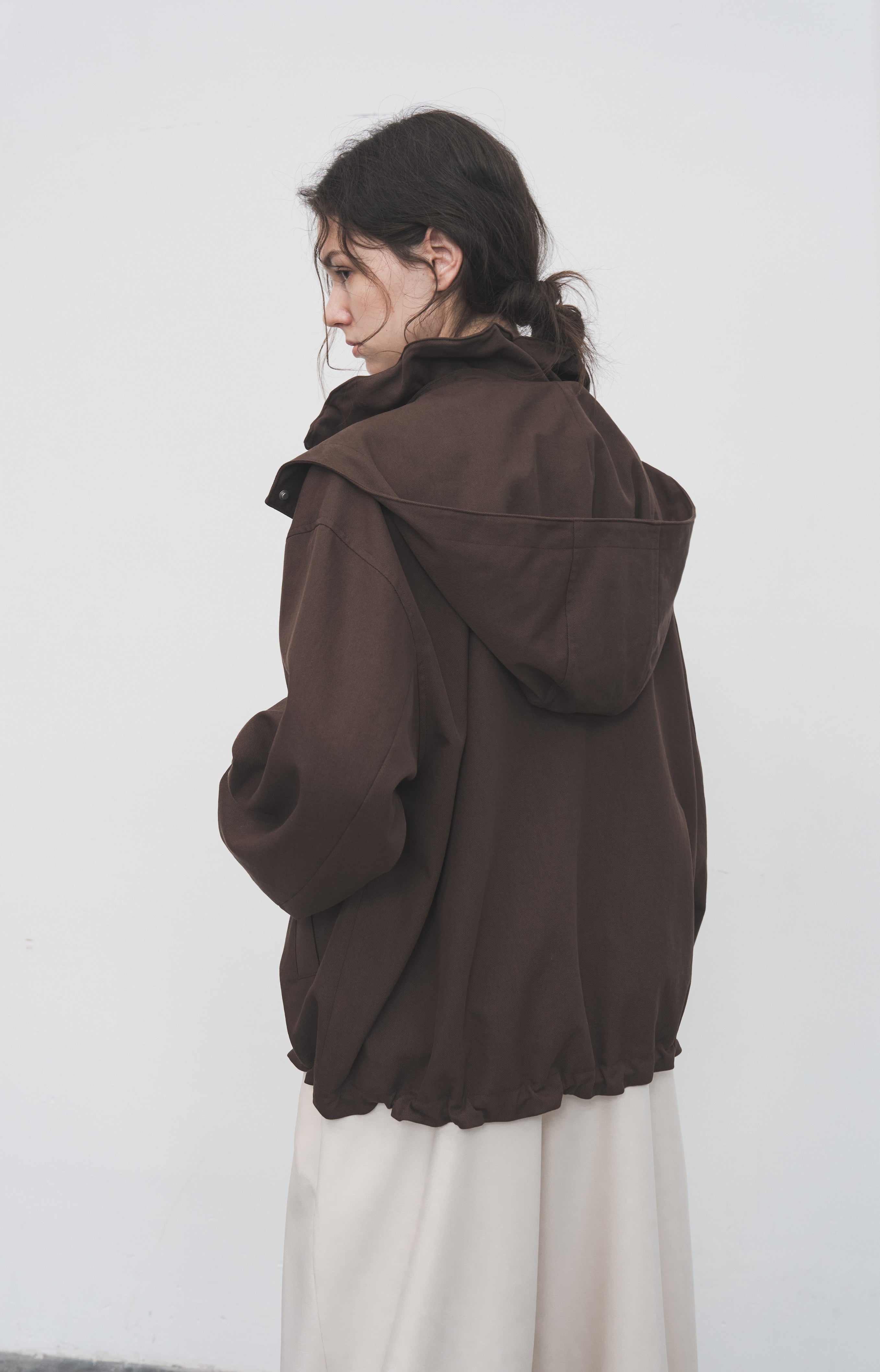 LACE COLLAR HOODED BLOUSON