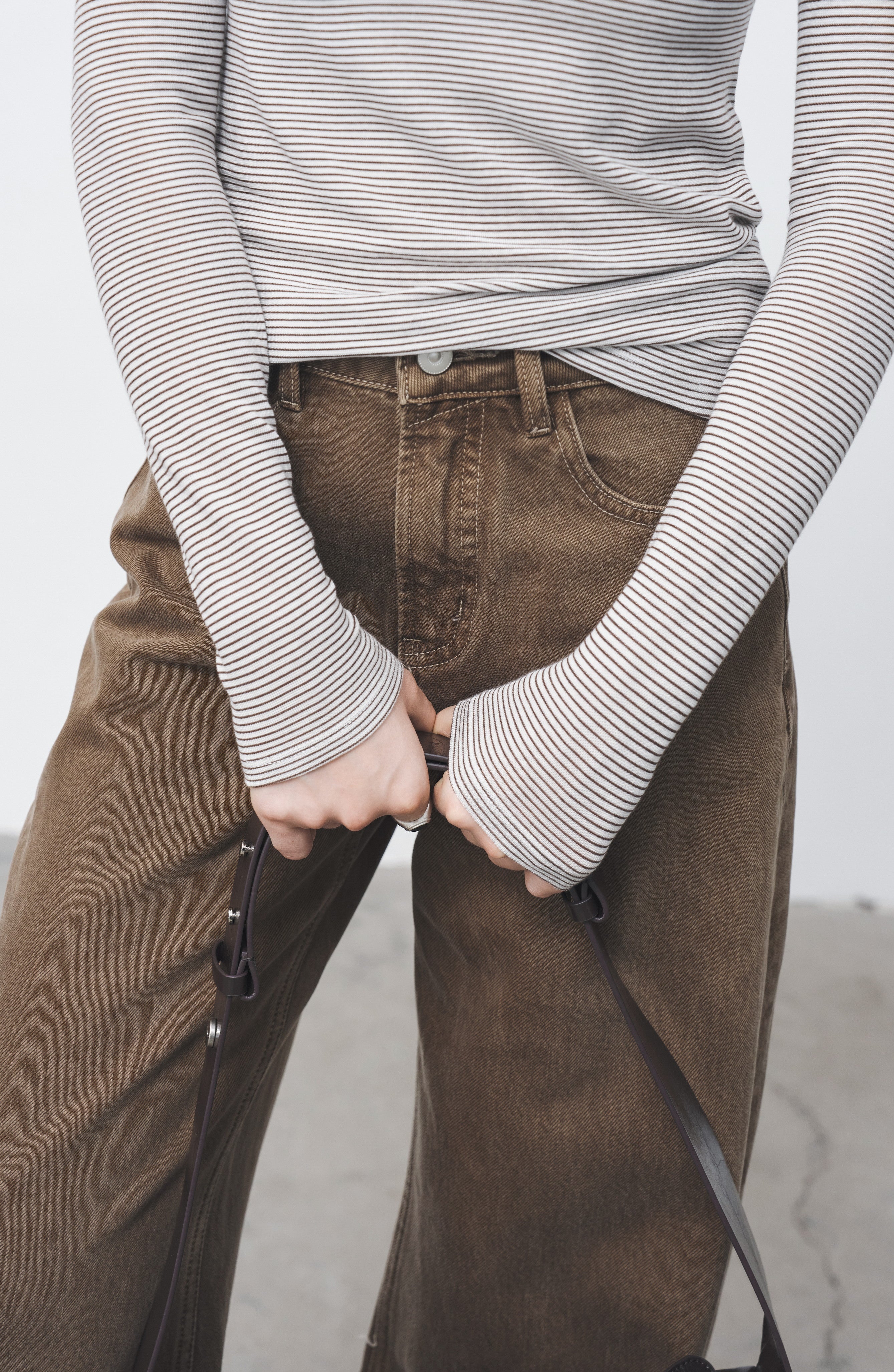 HOODED STRIPE FIT LONG T-SHIRT / フードストライプフィットロングTシャツ