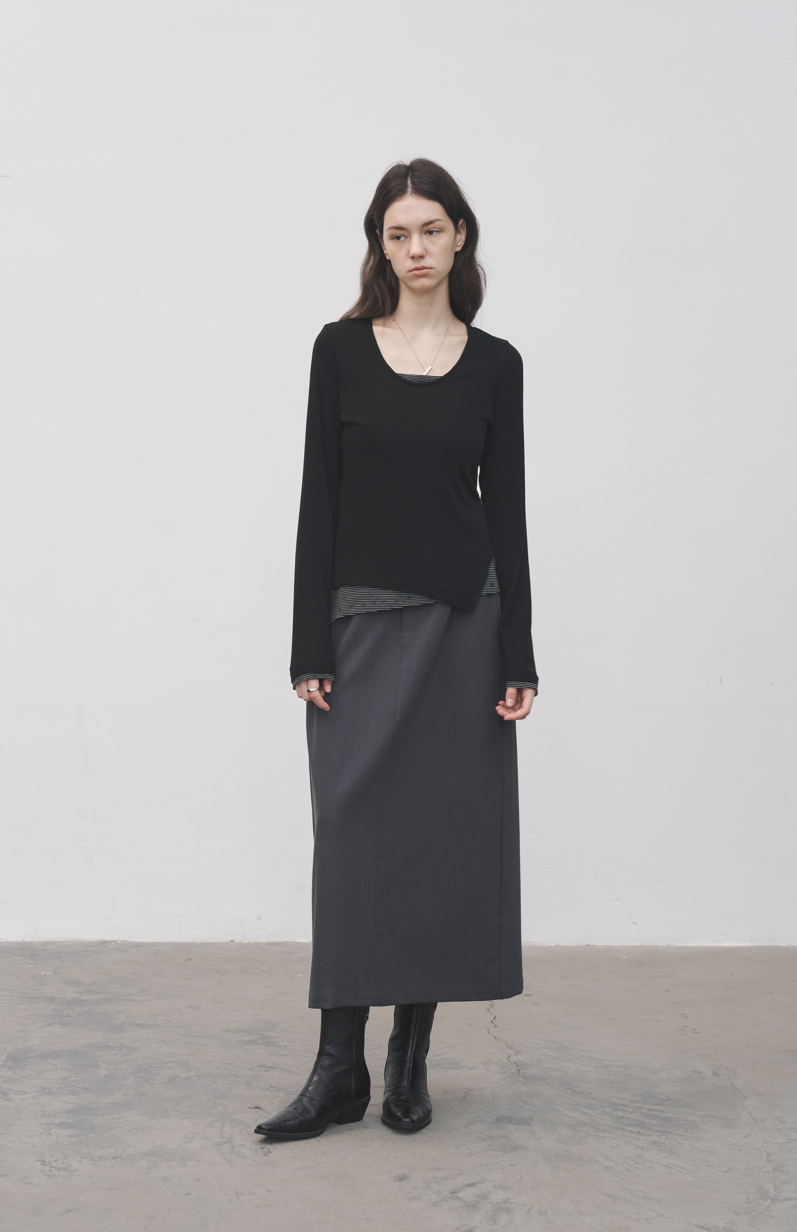 LAYERED STRIPED LONG T-SHIRT / レイヤードストライプロングTシャツ