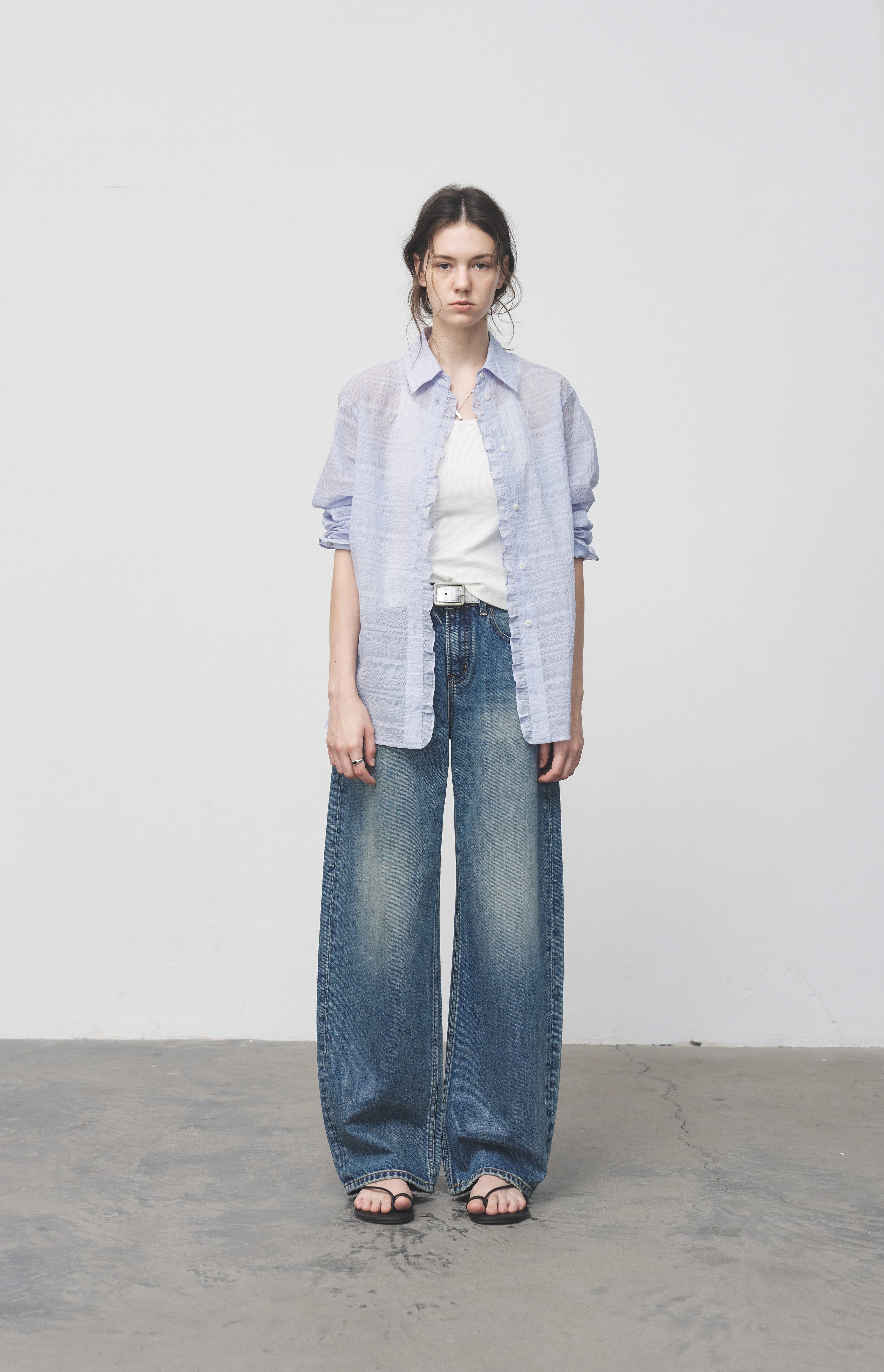 LACE MIX SHEER SHIRT / レースミックスシアーシャツ