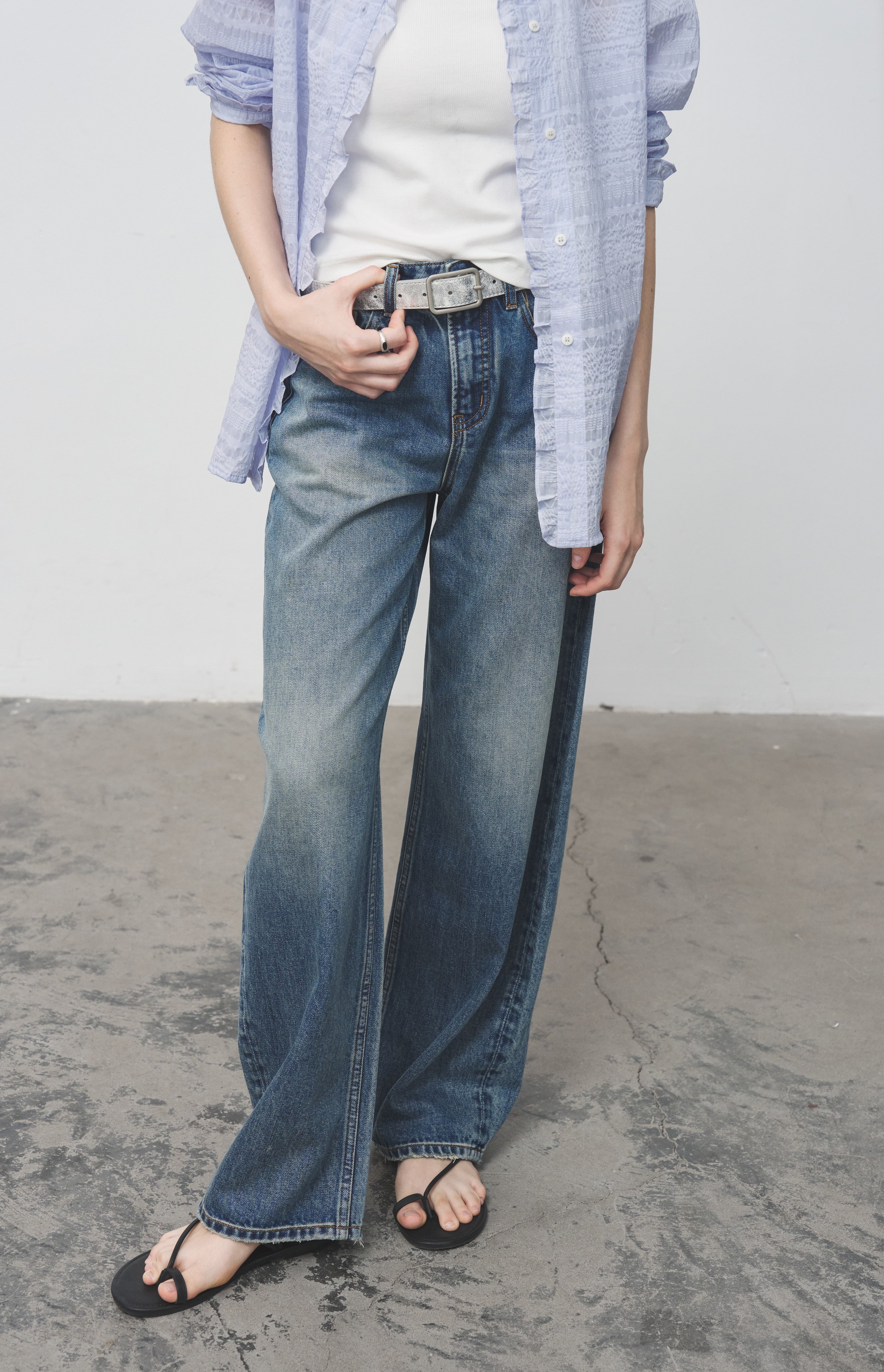 LACE MIX SHEER SHIRT / レースミックスシアーシャツ