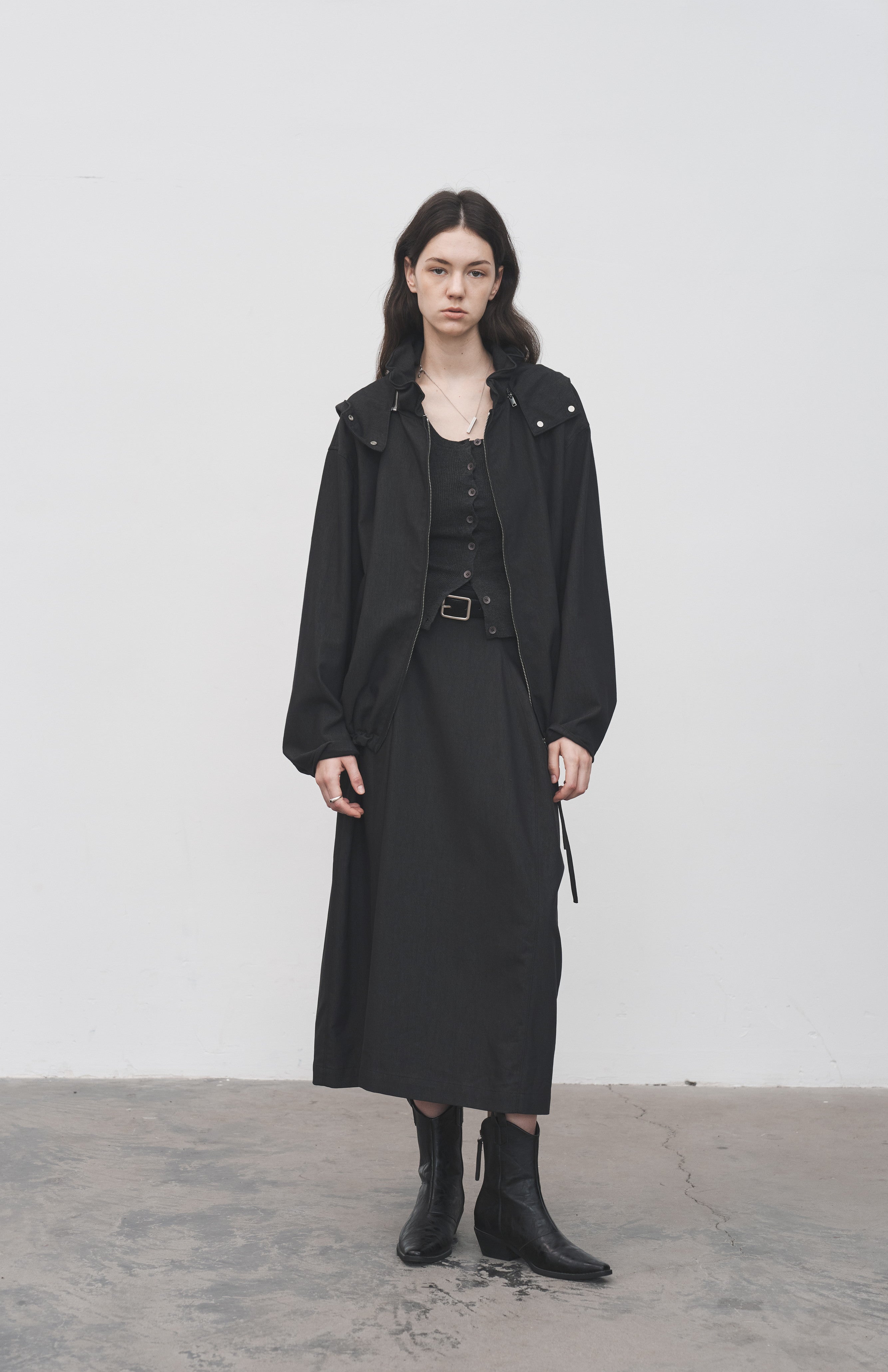 LACE COLLAR HOODED BLOUSON