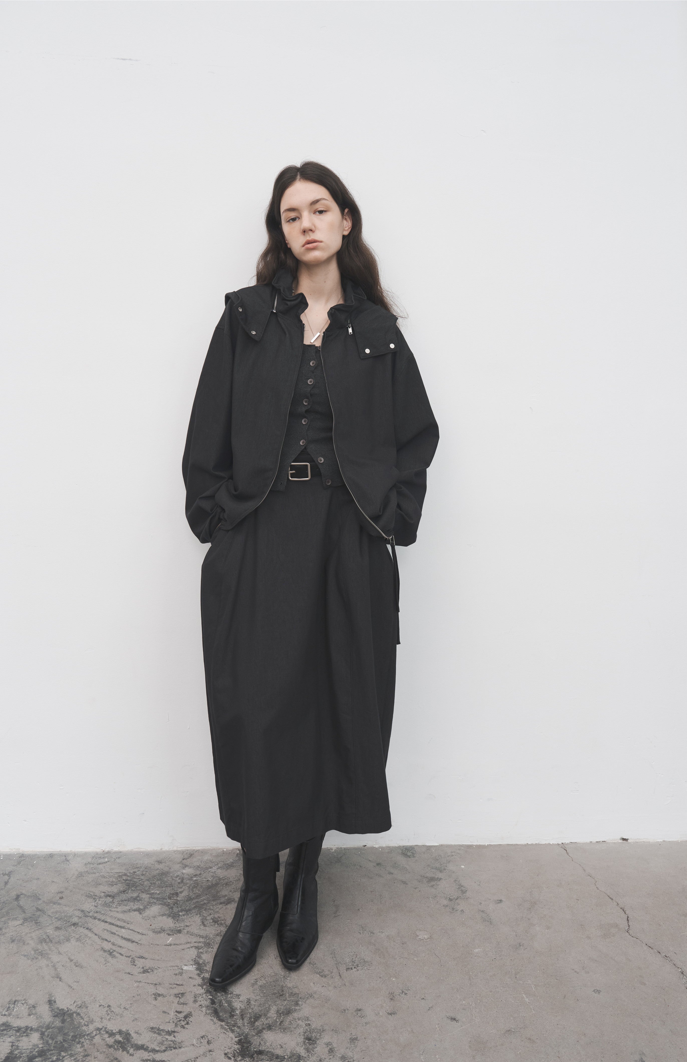 LACE COLLAR HOODED BLOUSON