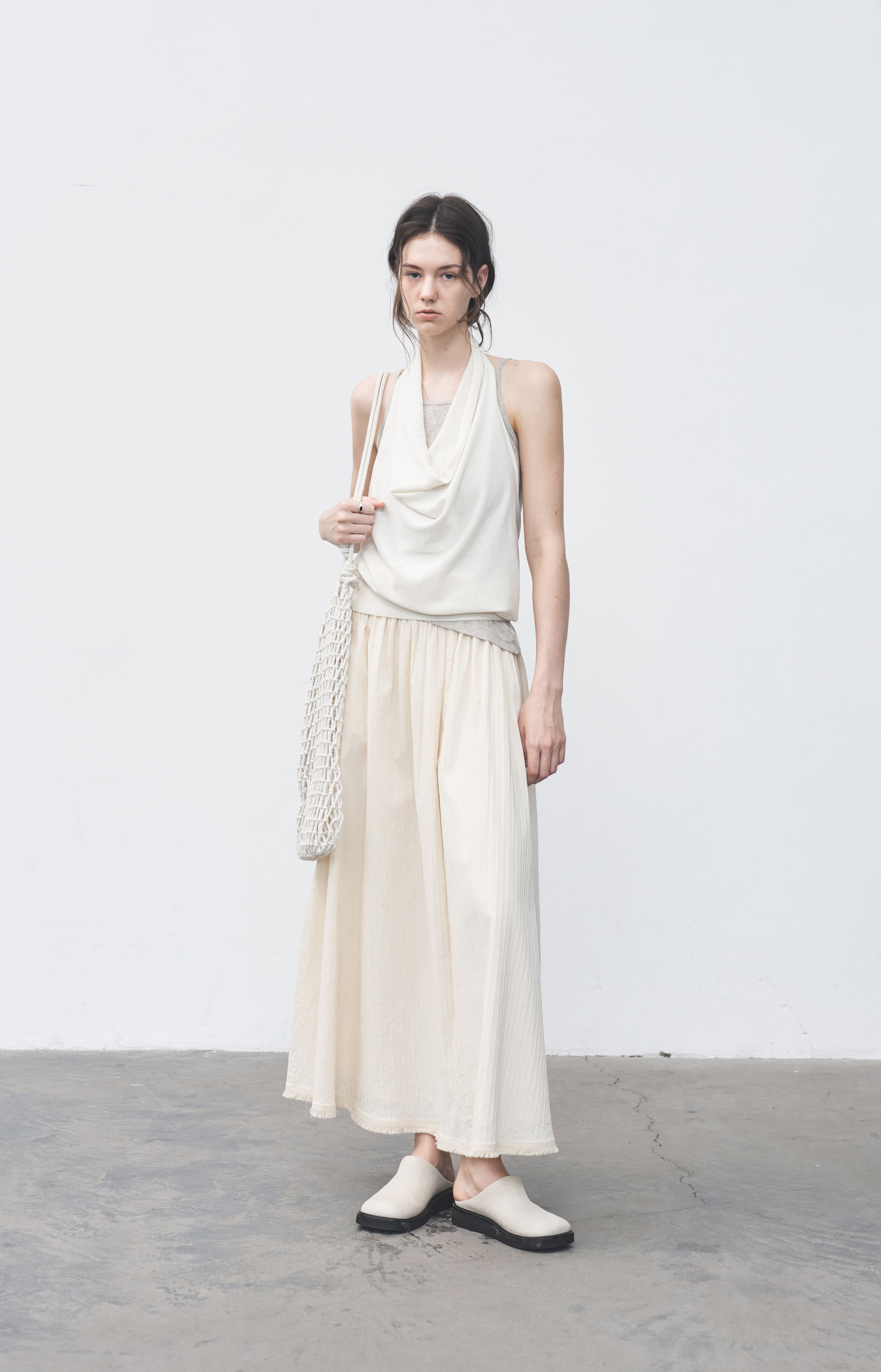 HEM FRINGE WAFFLE SKIRT / ヘムフリンジワッフルスカート