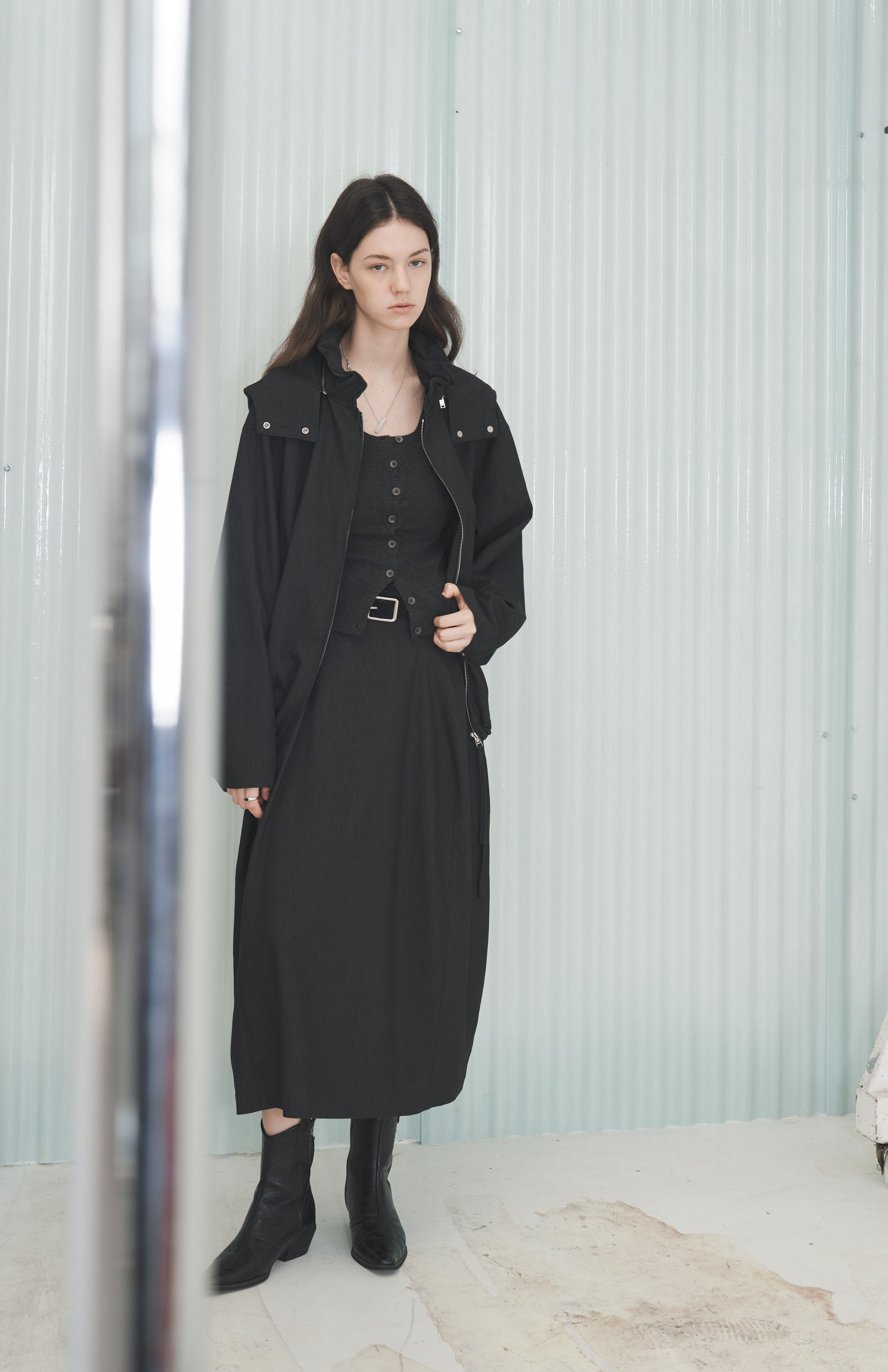 LACE COLLAR HOODED BLOUSON