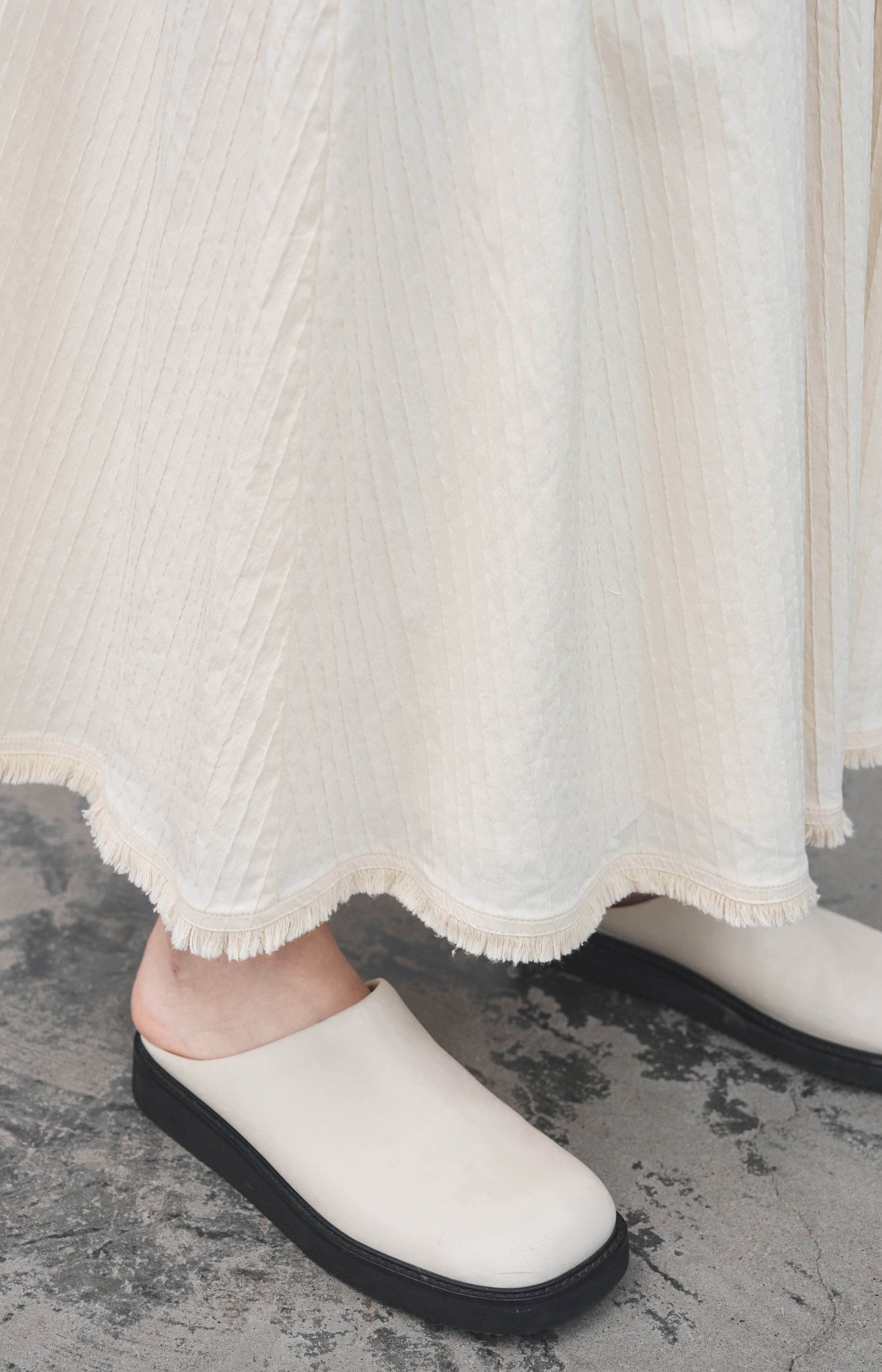 HEM FRINGE WAFFLE SKIRT / ヘムフリンジワッフルスカート