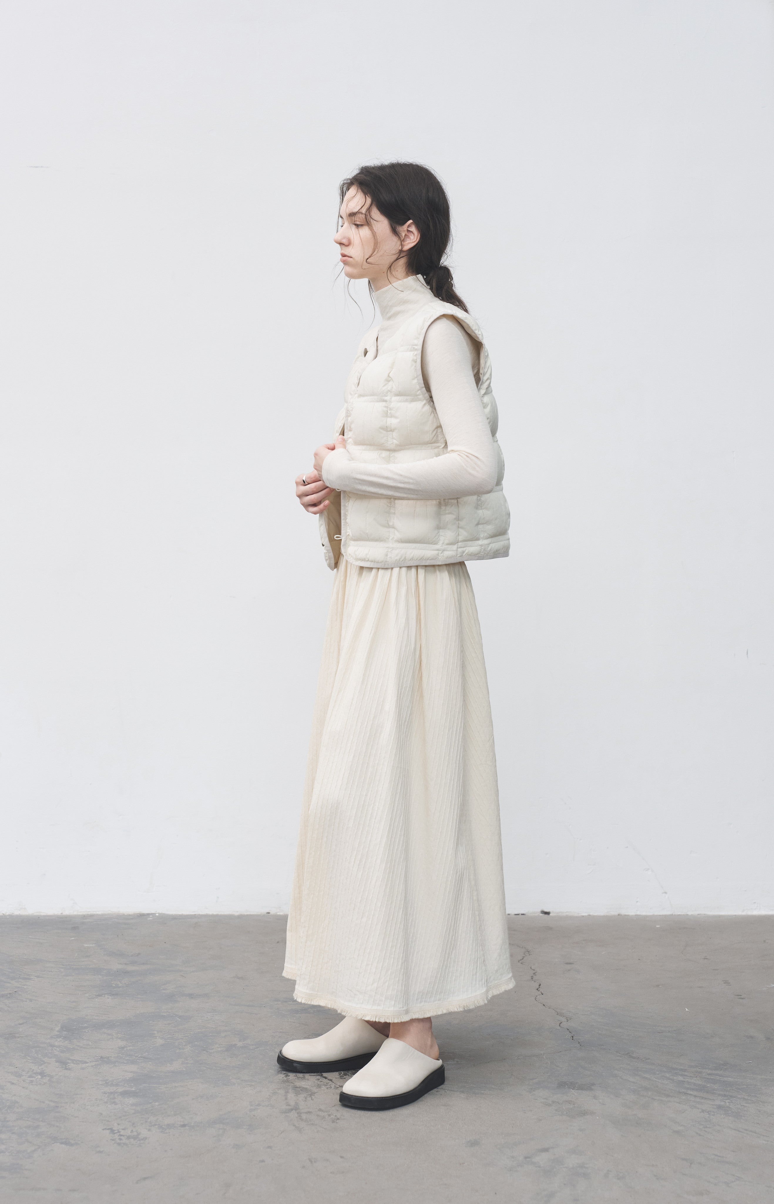 HEM FRINGE WAFFLE SKIRT / ヘムフリンジワッフルスカート