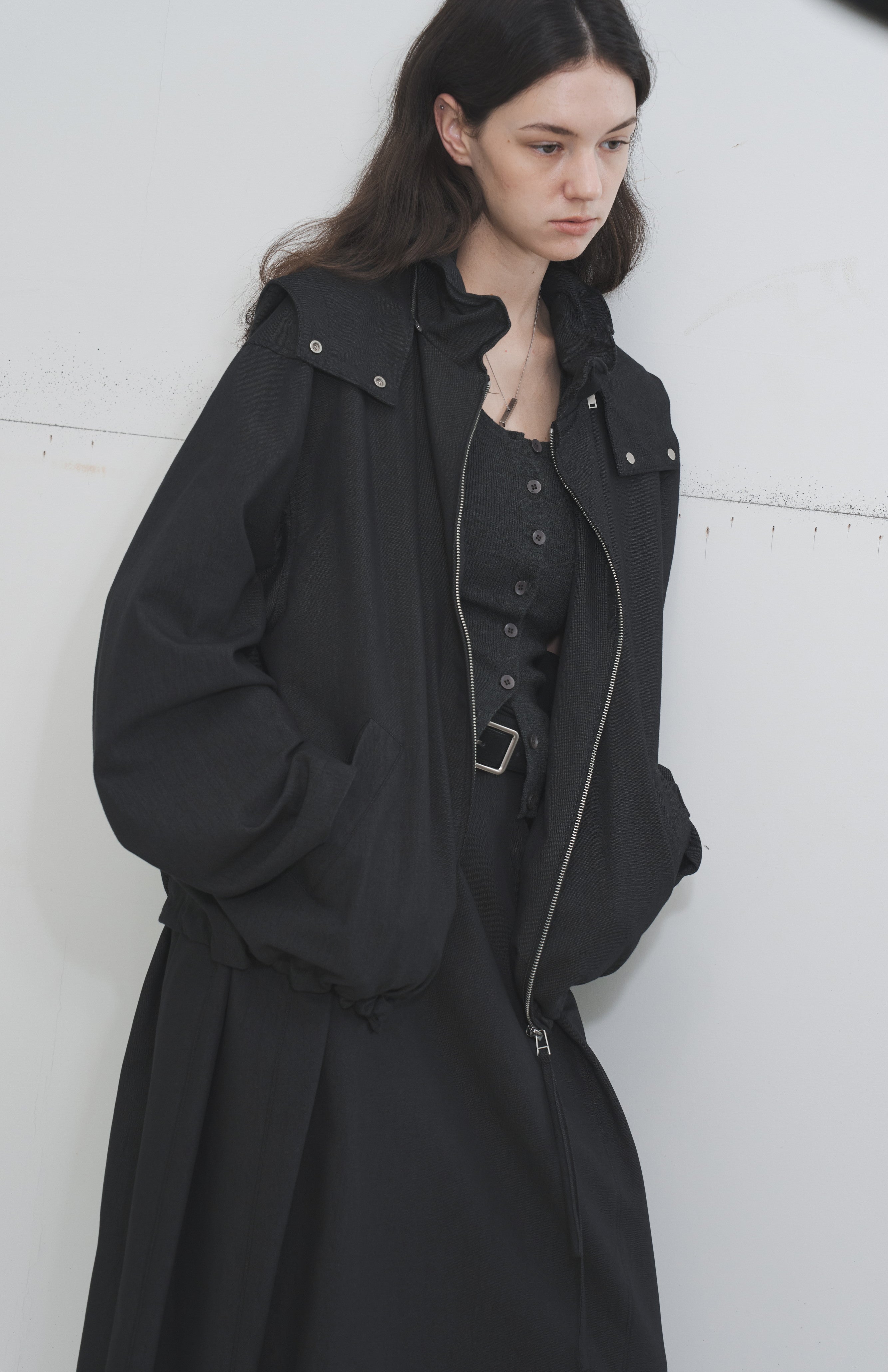 LACE COLLAR HOODED BLOUSON