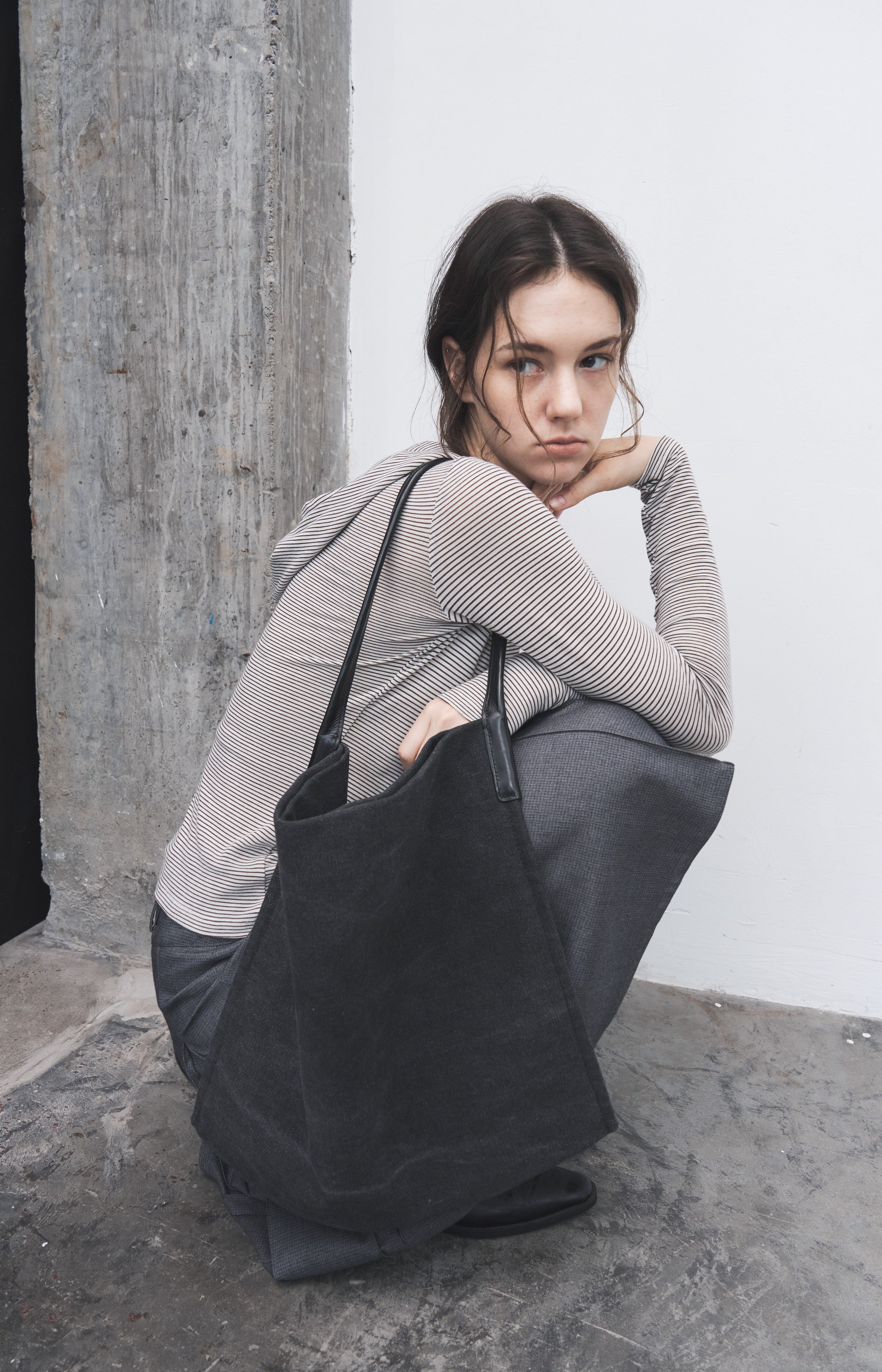 HOODED STRIPE FIT LONG T-SHIRT / フードストライプフィットロングTシャツ