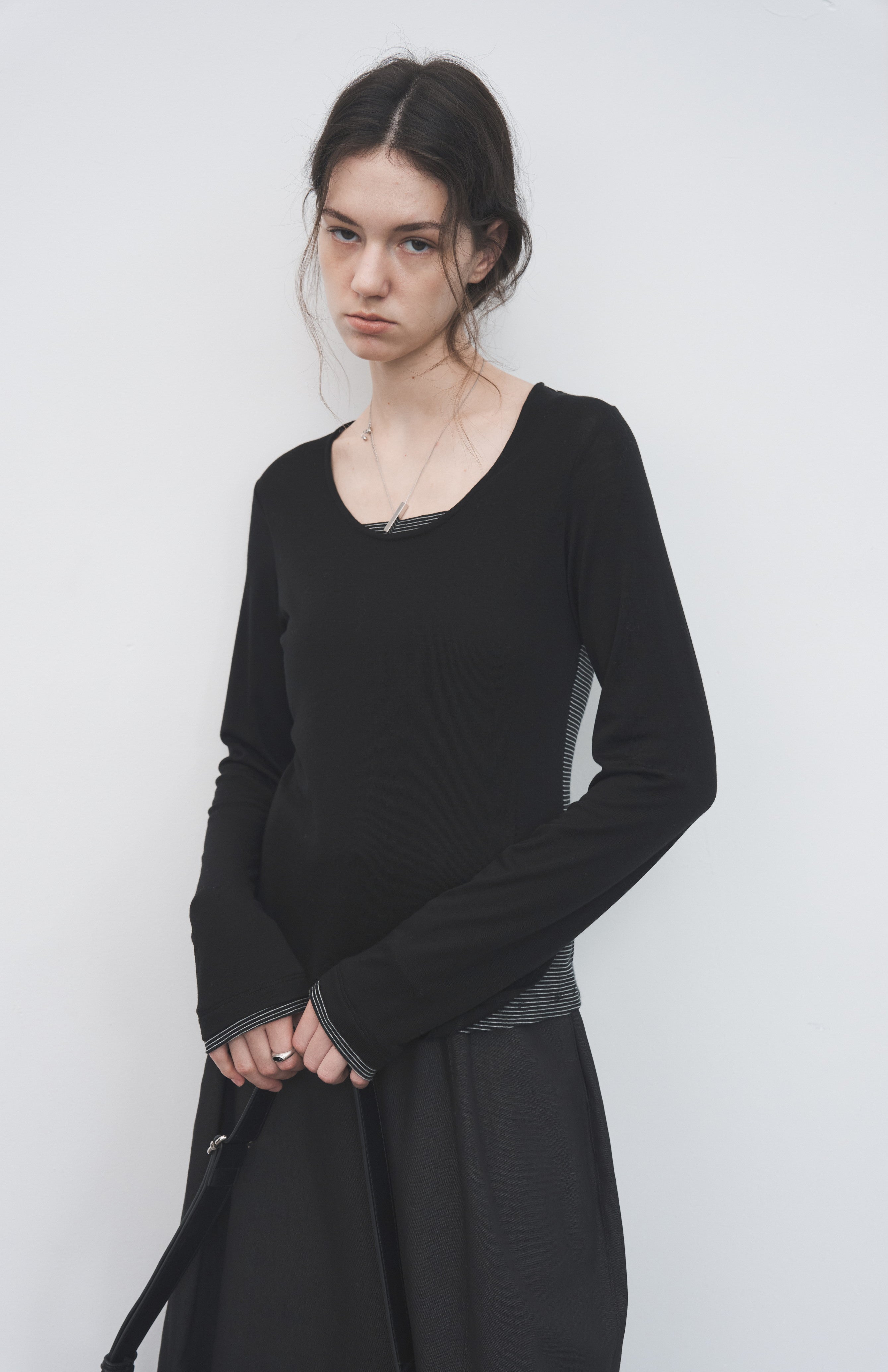 LAYERED STRIPED LONG T-SHIRT / レイヤードストライプロングTシャツ