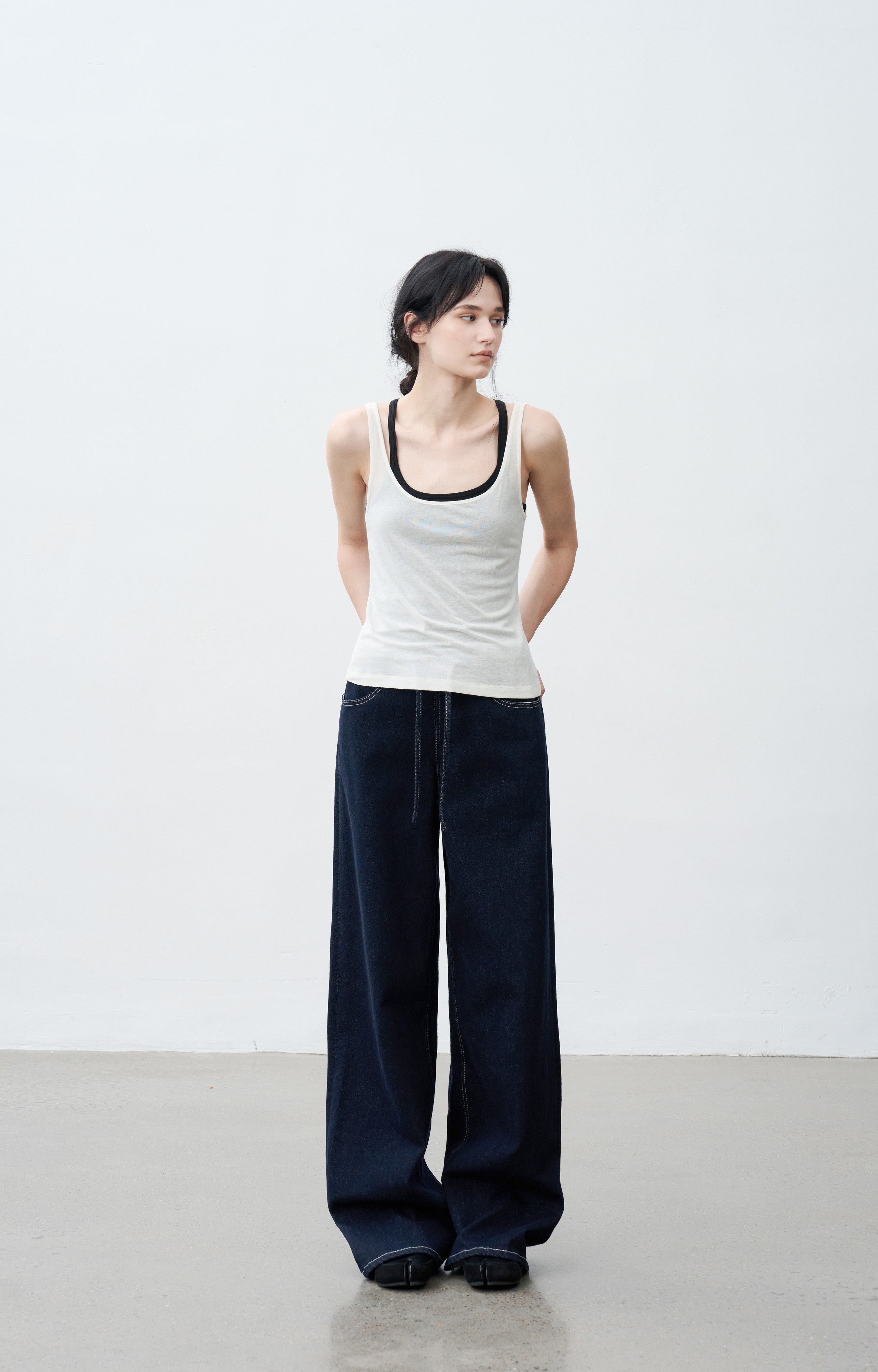 CONTRAST STITCH WIDE JEANS / コントラストステッチワイドジーンズ